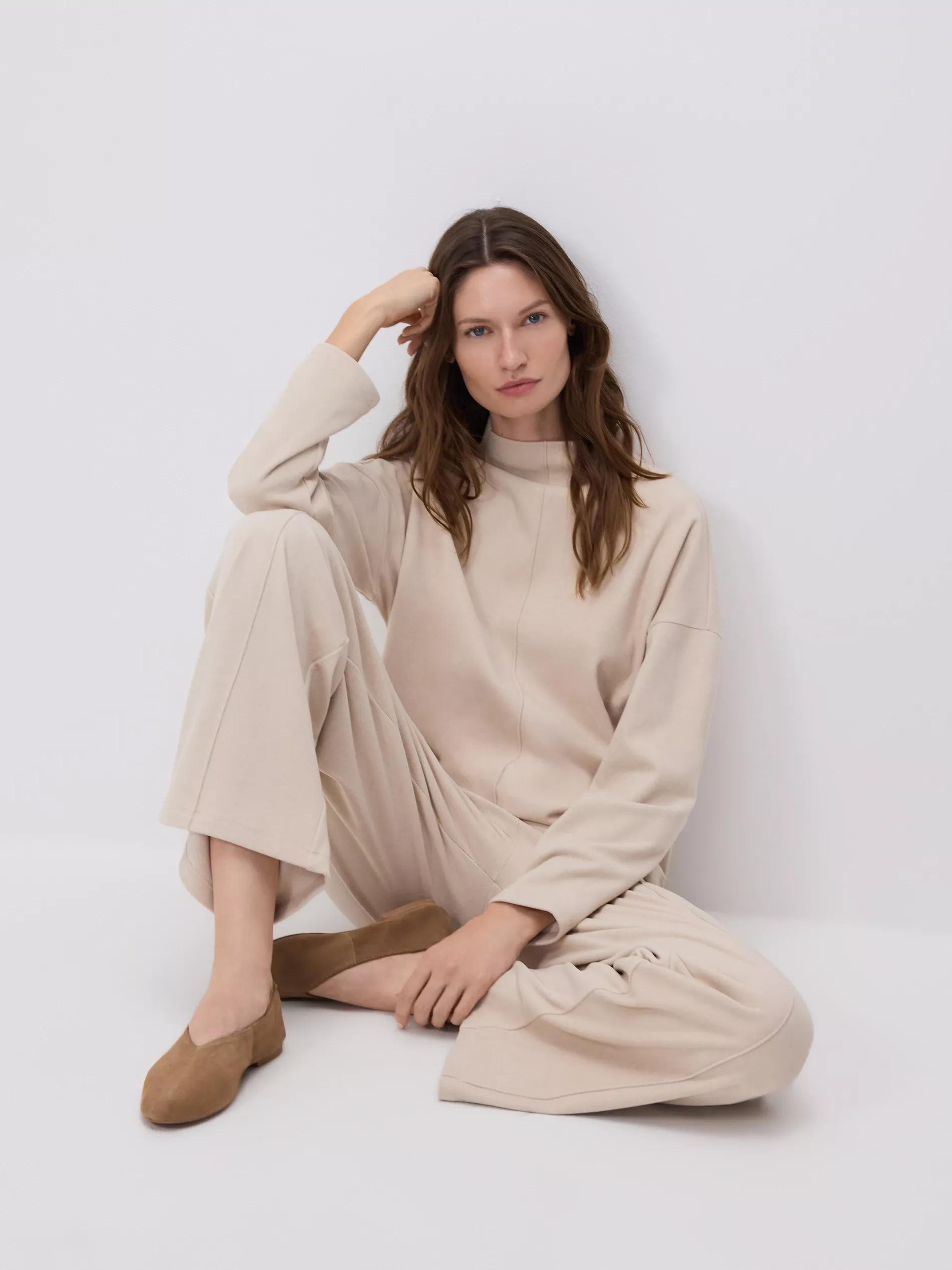 Beige Trousers With Stitching Details, Ivory, large image number 2