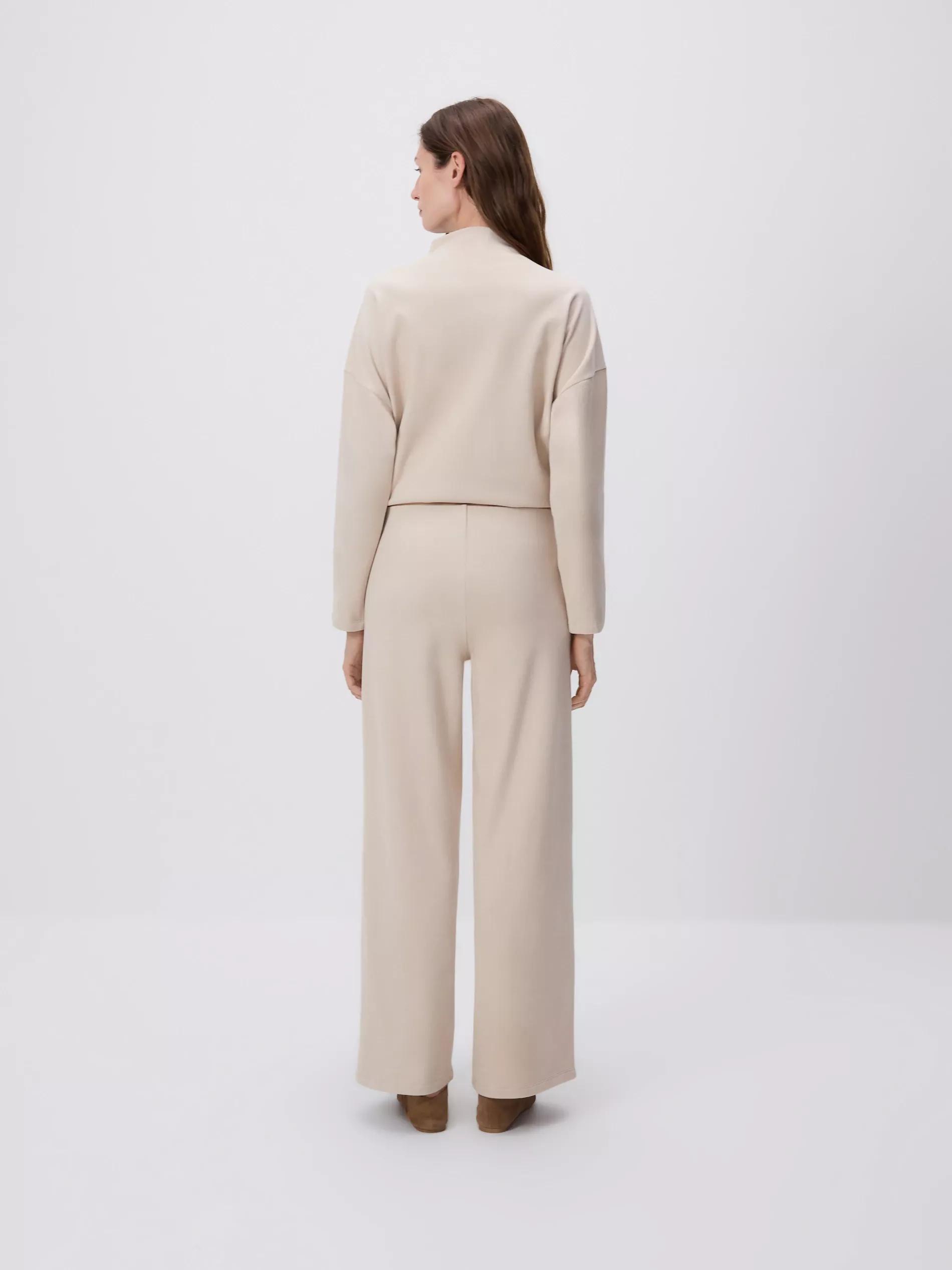 Beige Trousers With Stitching Details, Ivory, large image number 3