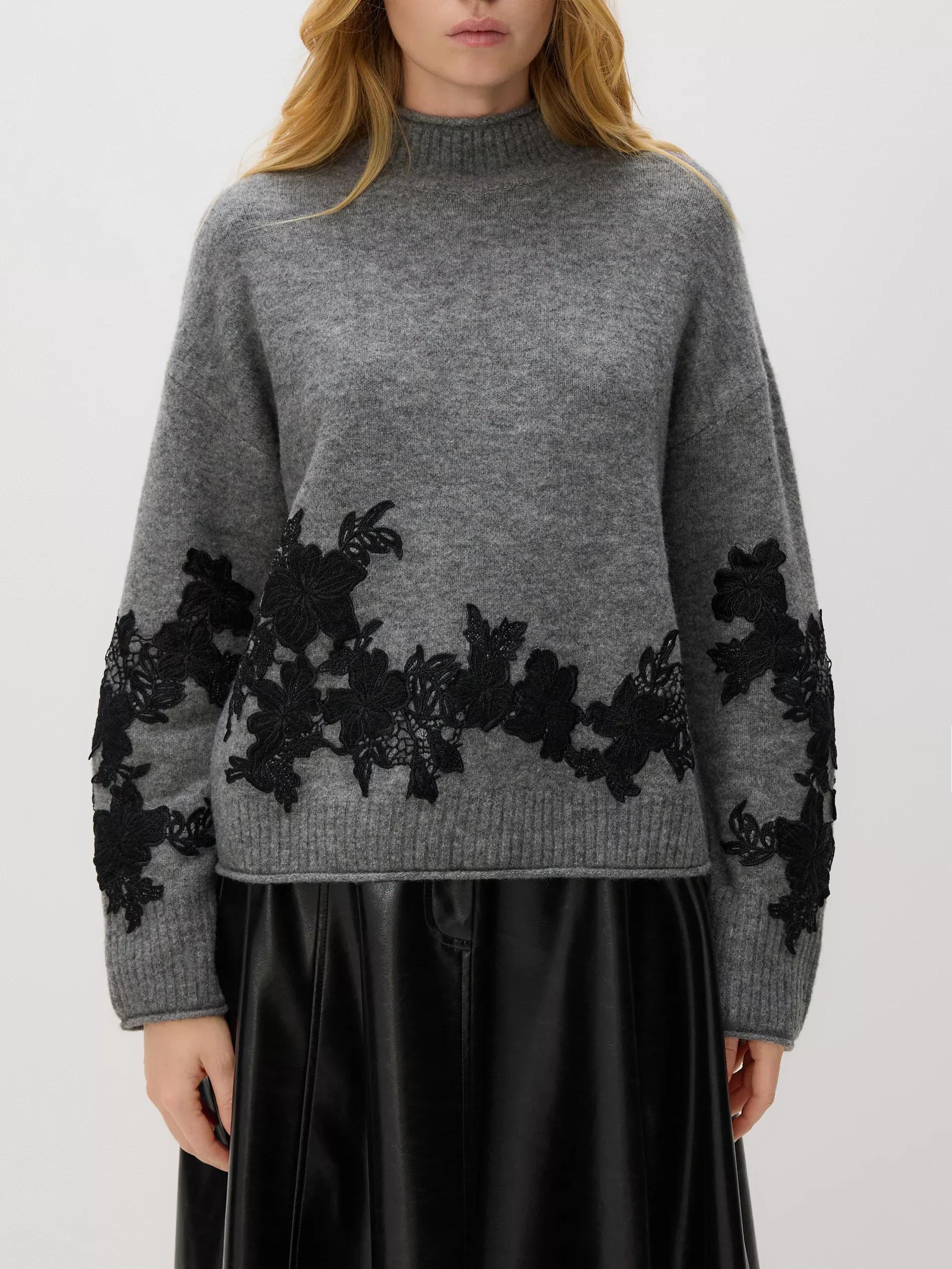 Grey Jumper With Decorative Appliqu&oslash;&pound;&Acirc;&copy;, Grey, medium