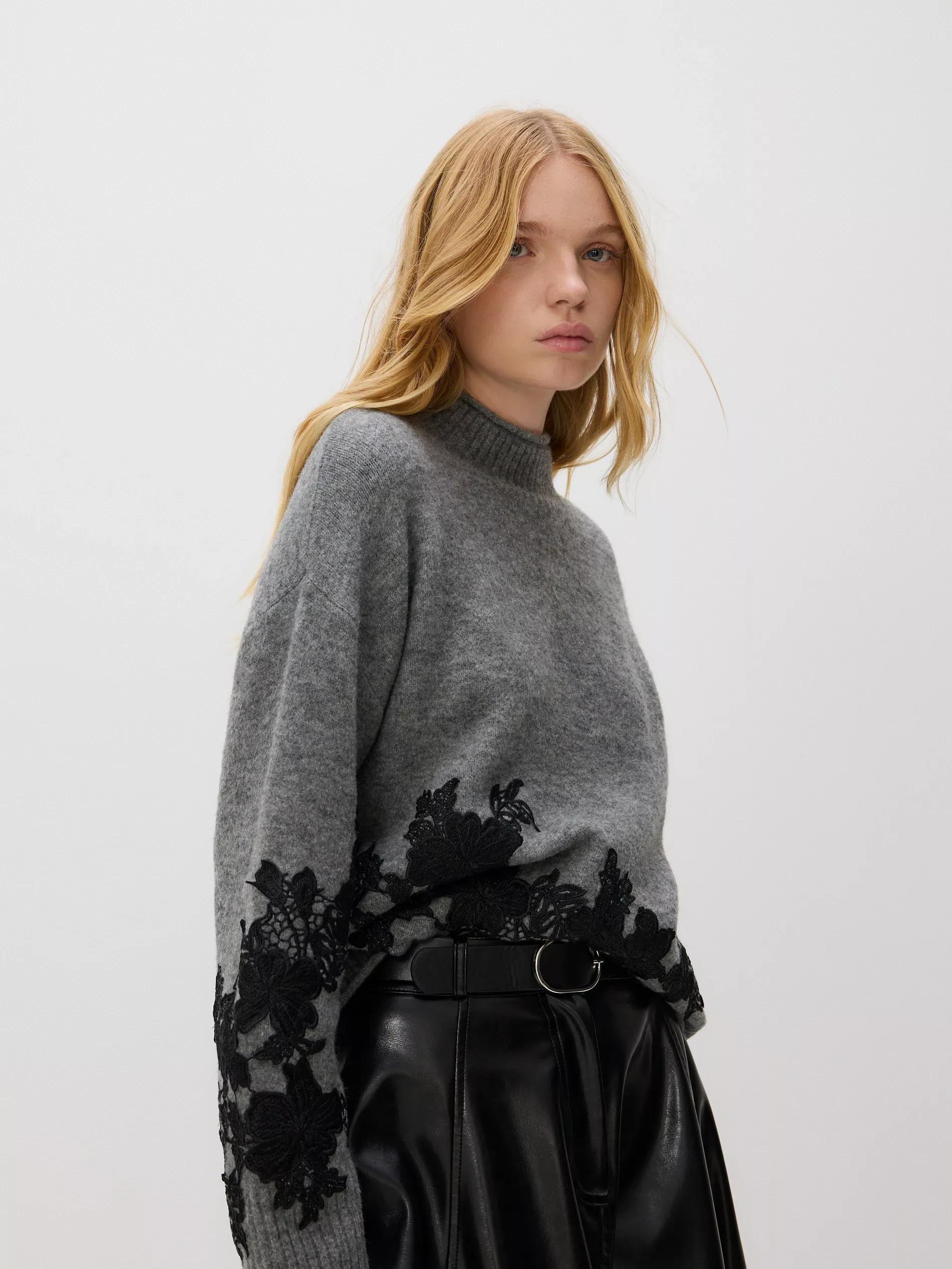 Grey Jumper With Decorative Appliqu&oslash;&pound;&Acirc;&copy;, Grey, large image number 2