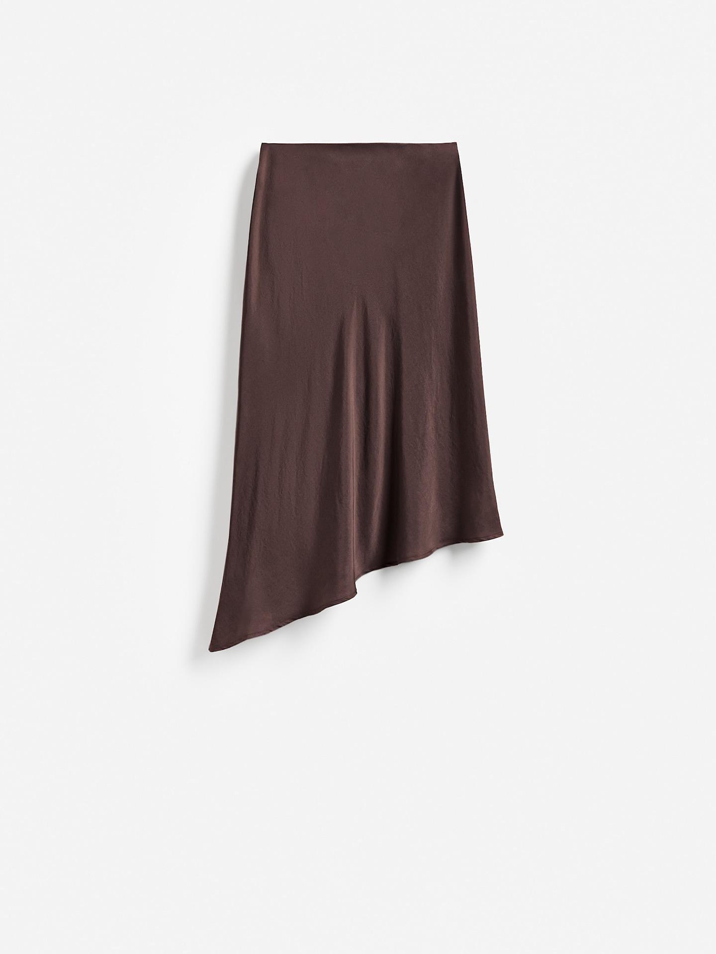 Brown Asymmetric Lyocell Skirt, Brown, large image number 3