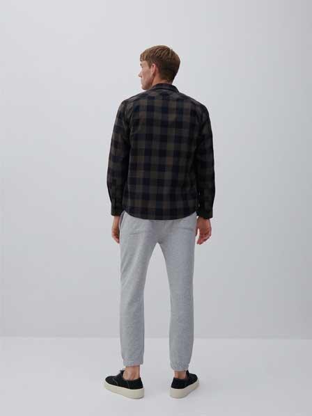 Khaki Cotton Checked Shirt, Men, , large image number 4