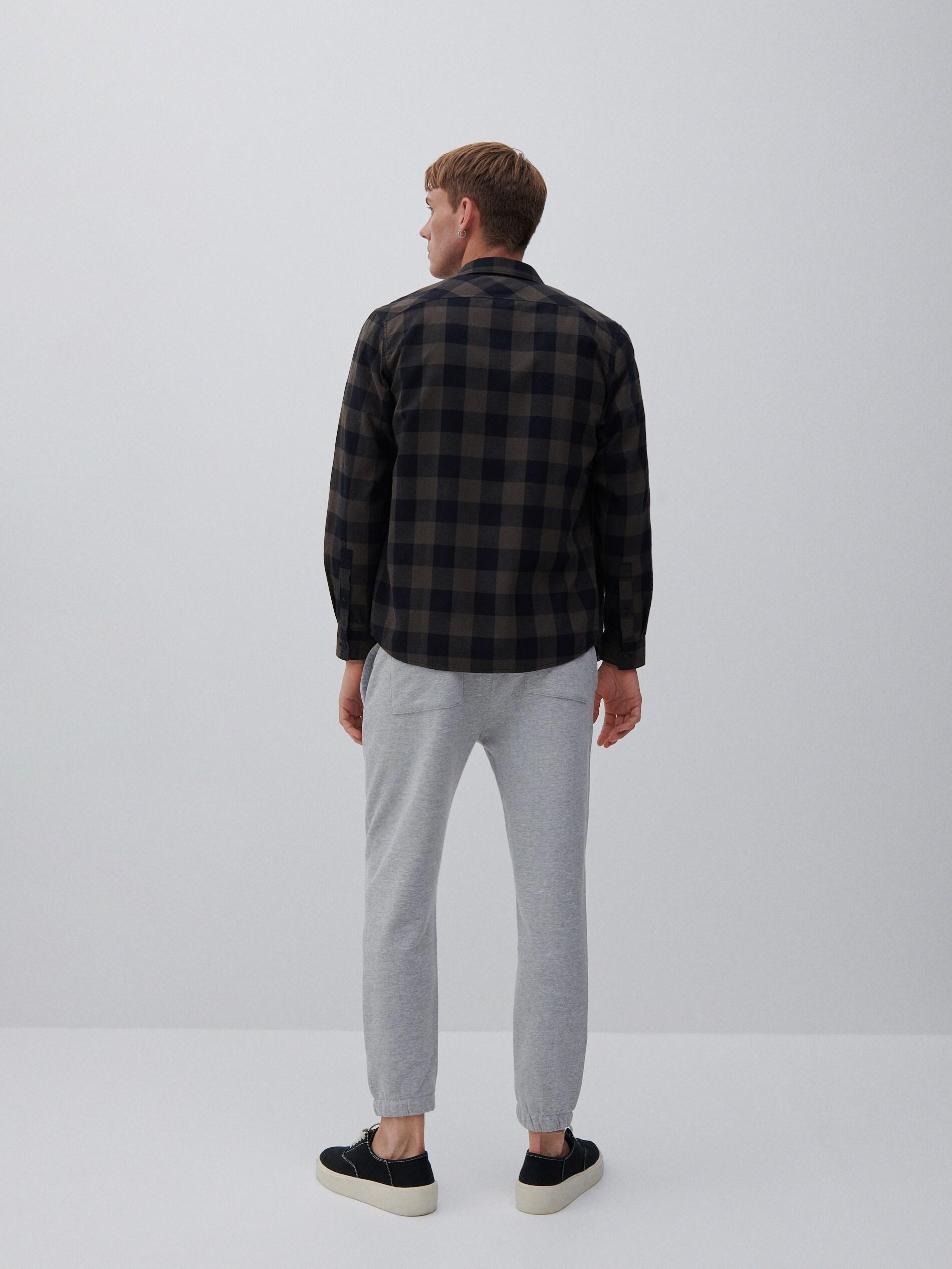 Khaki Cotton Checked Shirt, Men, , large image number 7