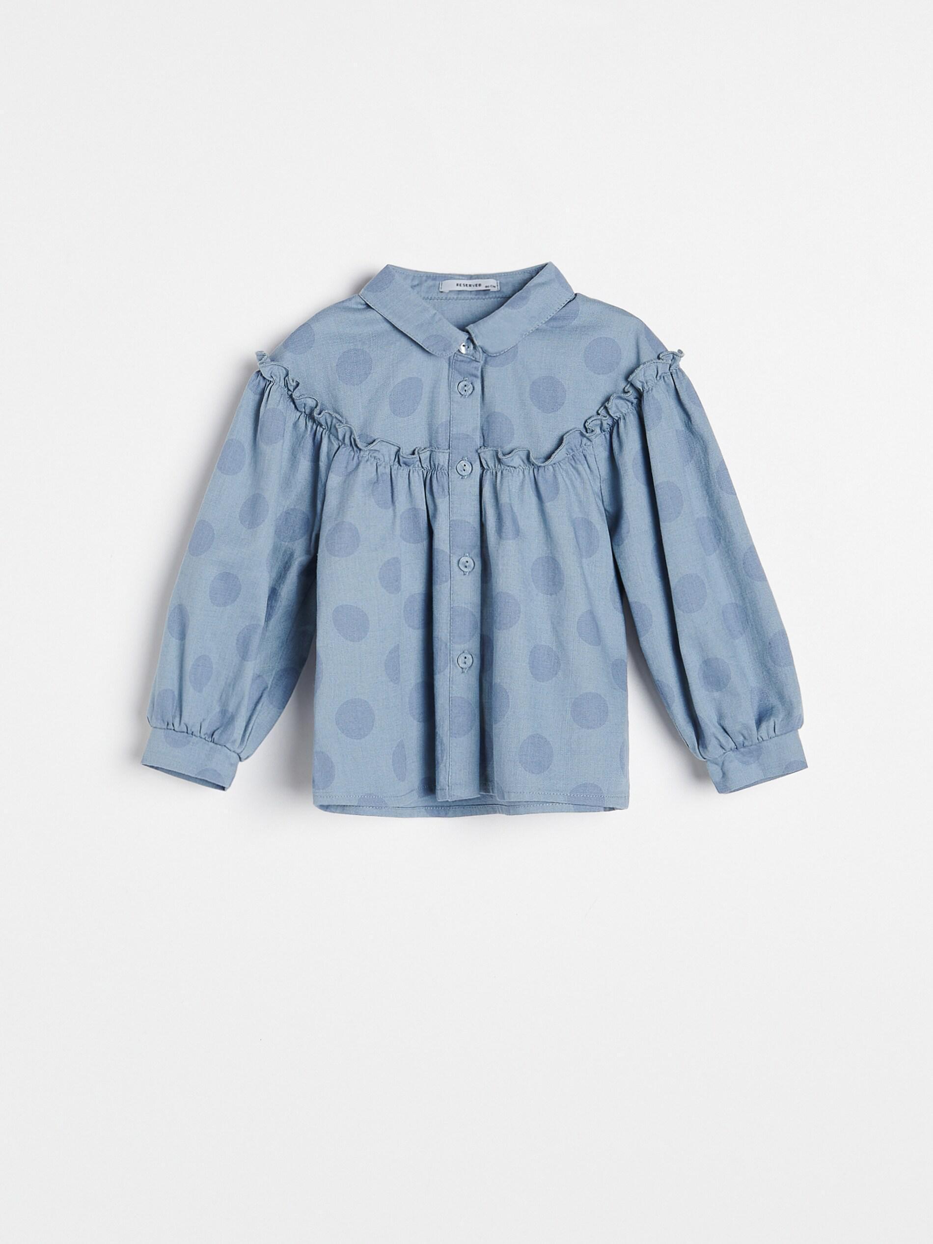 Blue Polka Dot Denim Shirt, Kids Girl, , large image number 2