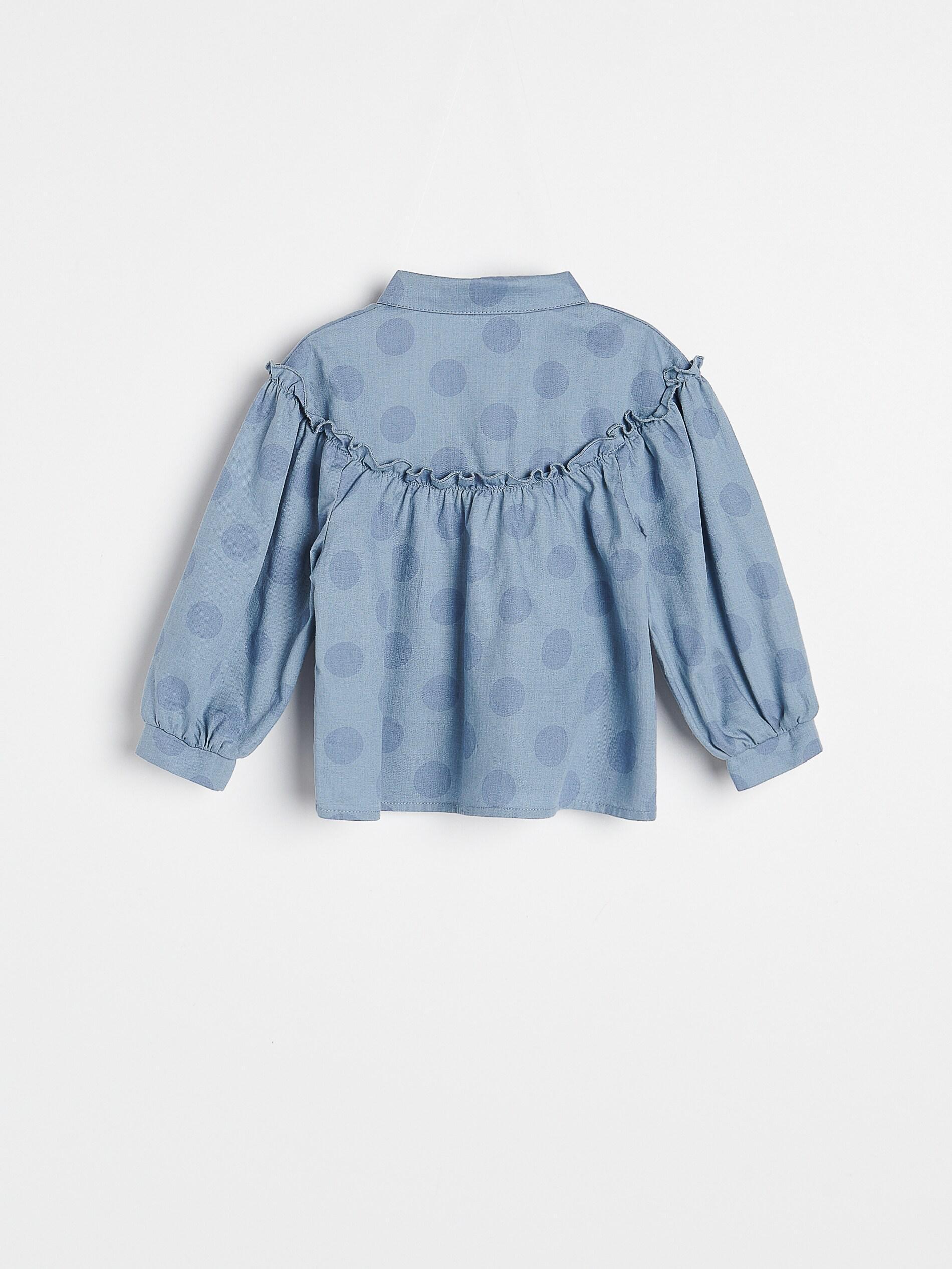 Blue Polka Dot Denim Shirt, Kids Girl, , large image number 3