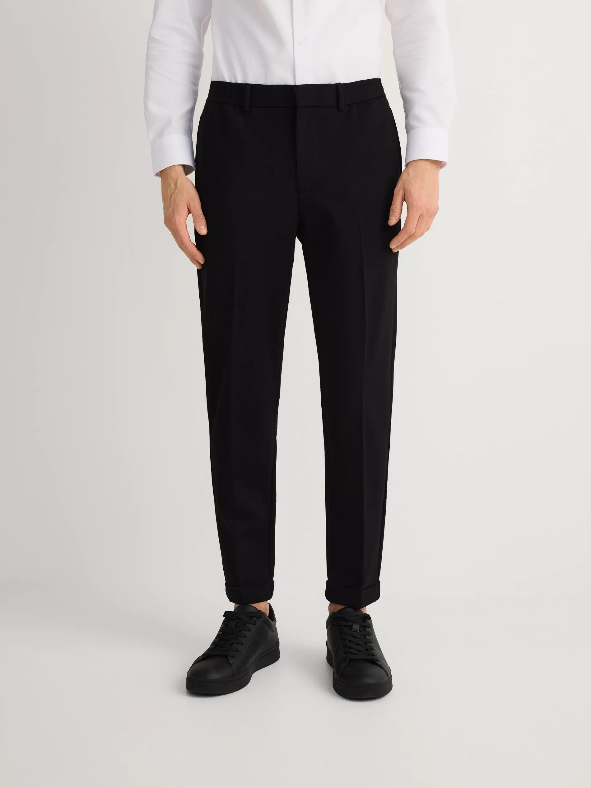 Black Slim Chino Pants With Viscose Addition, Black, large image number 0