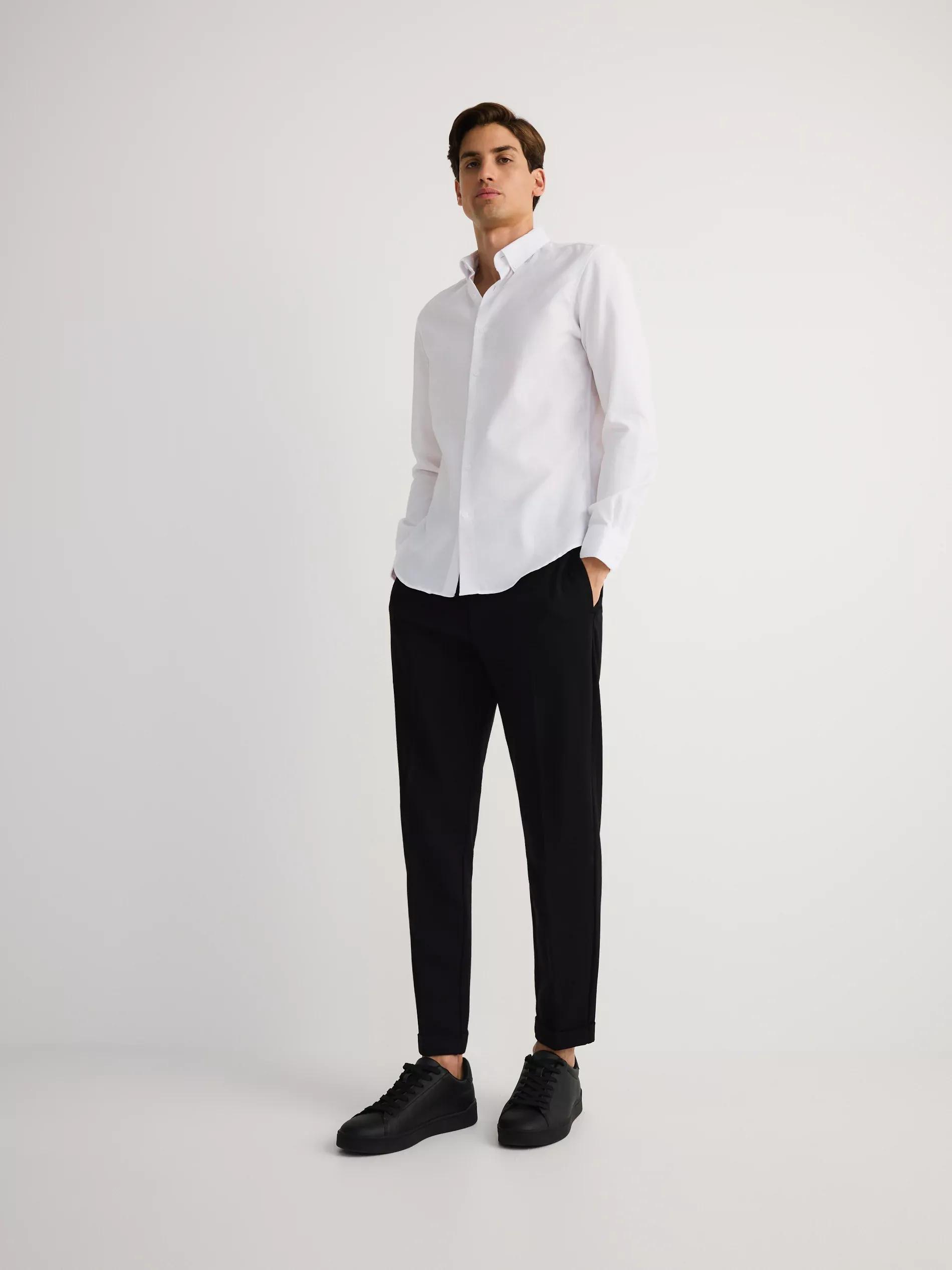 Black Slim Chino Pants With Viscose Addition, Black, large image number 1