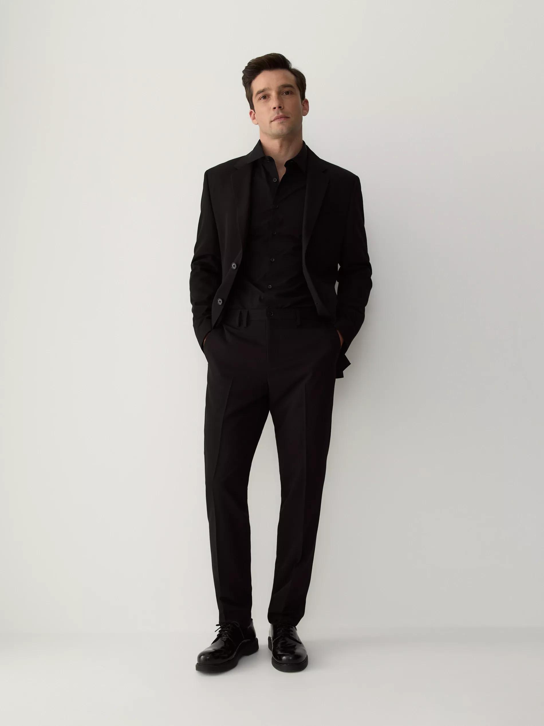 Black Classic Slim Pants, , large image number 1