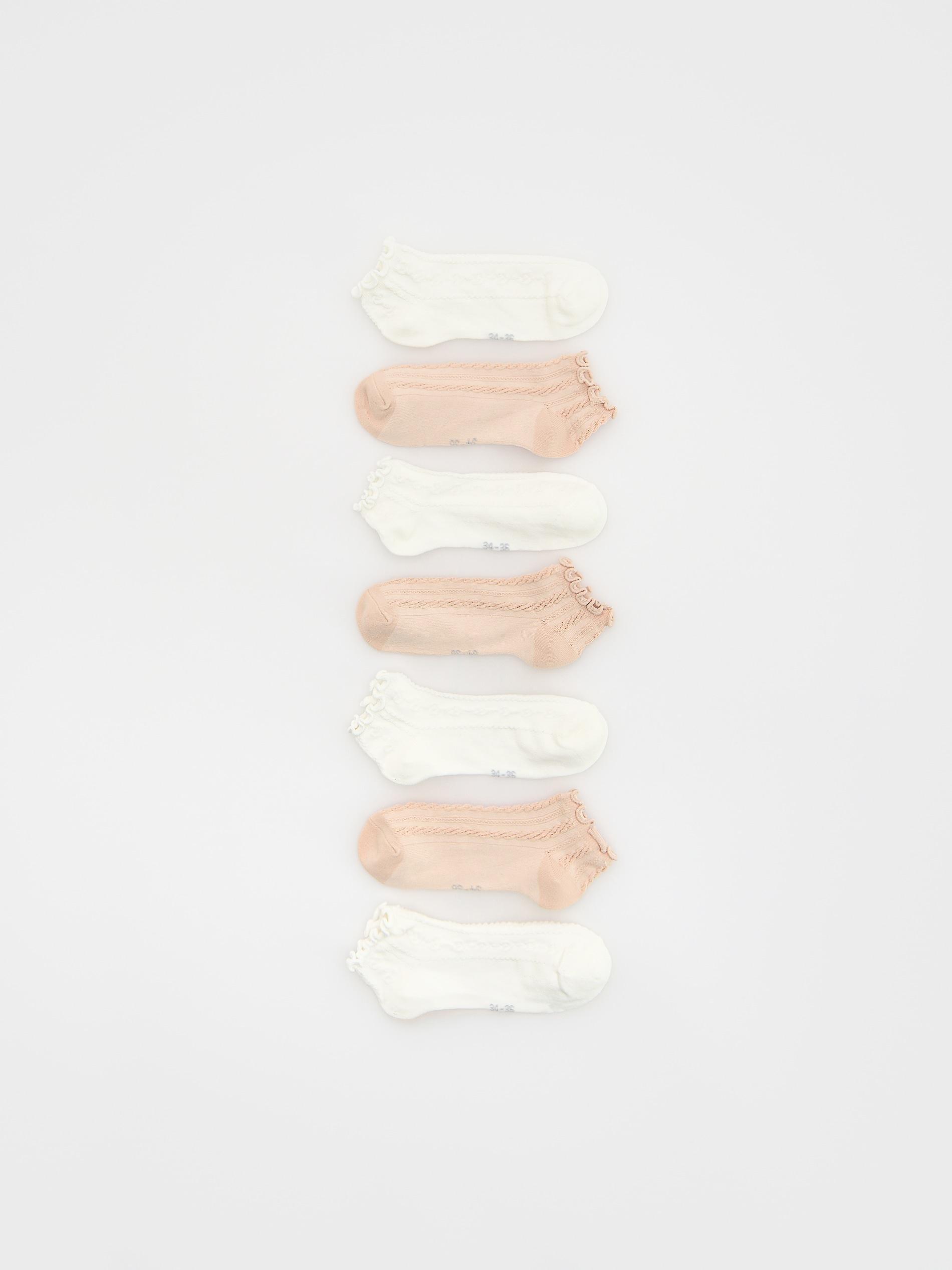 Cream Socks Made Of Textured Fabric, 7-Pack, , large image number 0