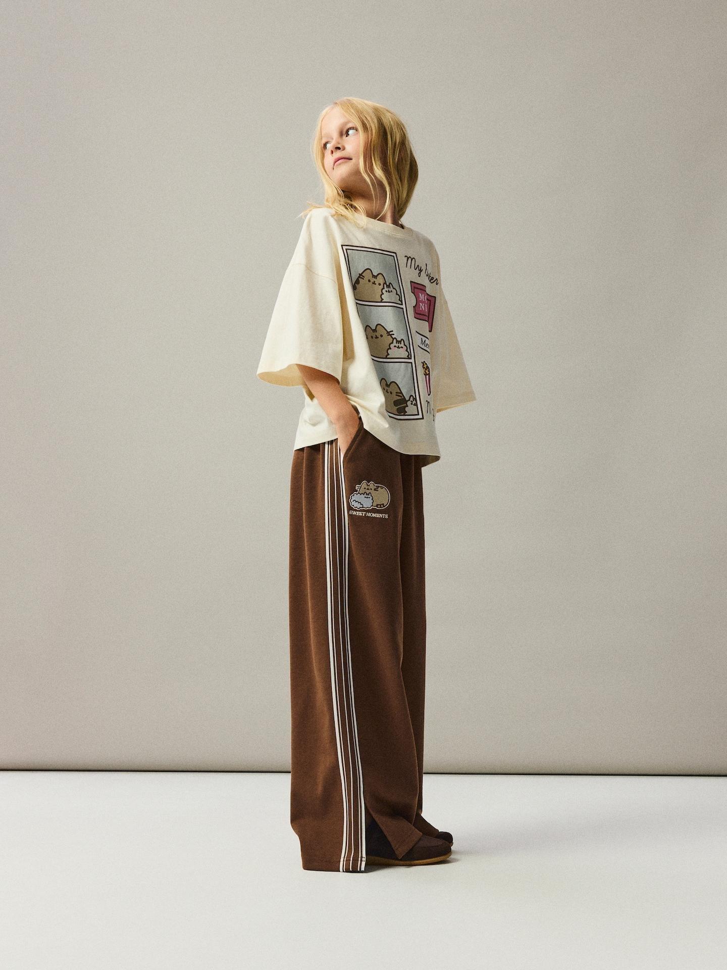 GIRLS` TROUSER S BROWN, Brown, medium