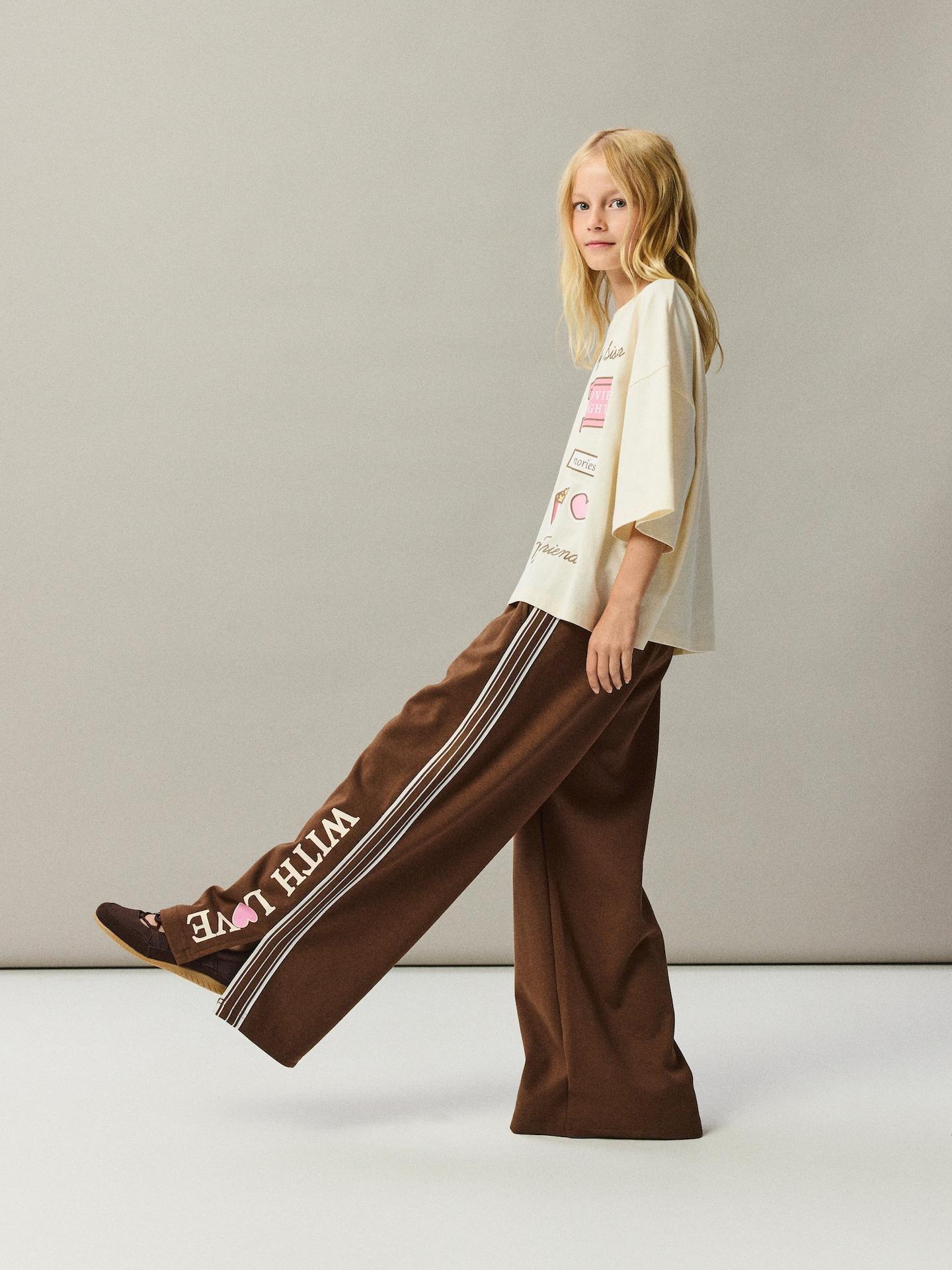 GIRLS` TROUSER S BROWN, Brown, medium