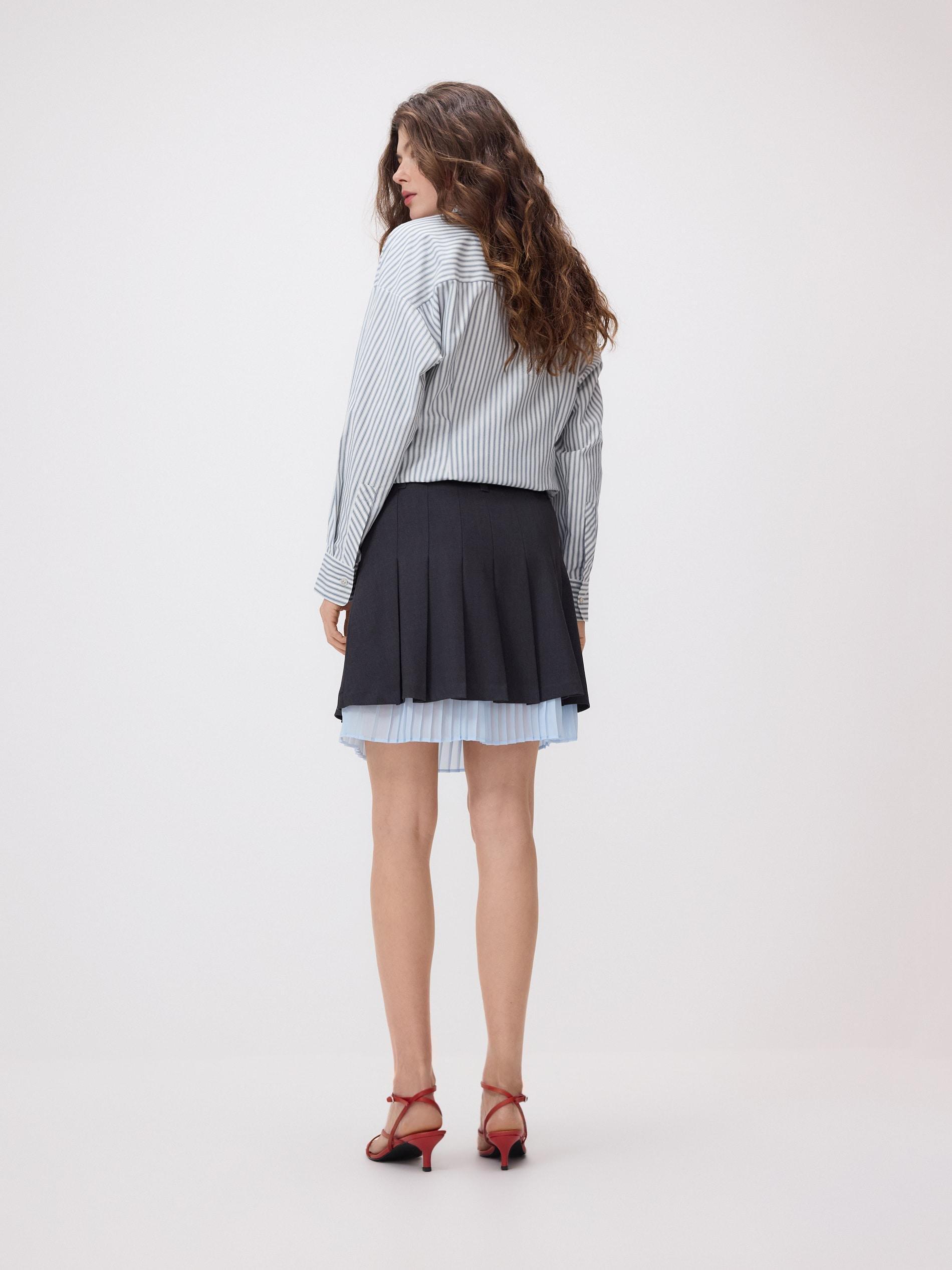 Grey Pleated Mini Skirt, Grey, large image number 3