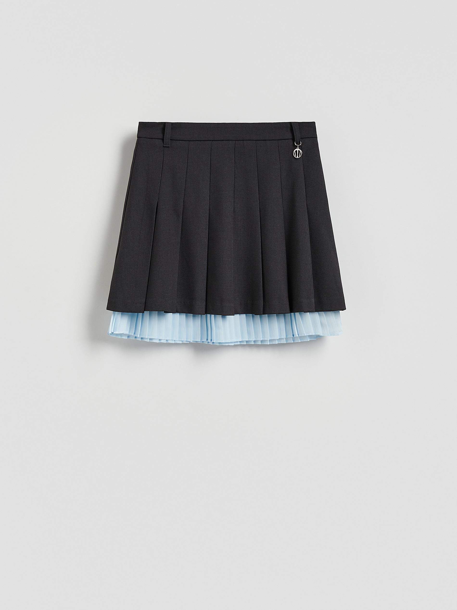 Grey Pleated Mini Skirt, Grey, large image number 4