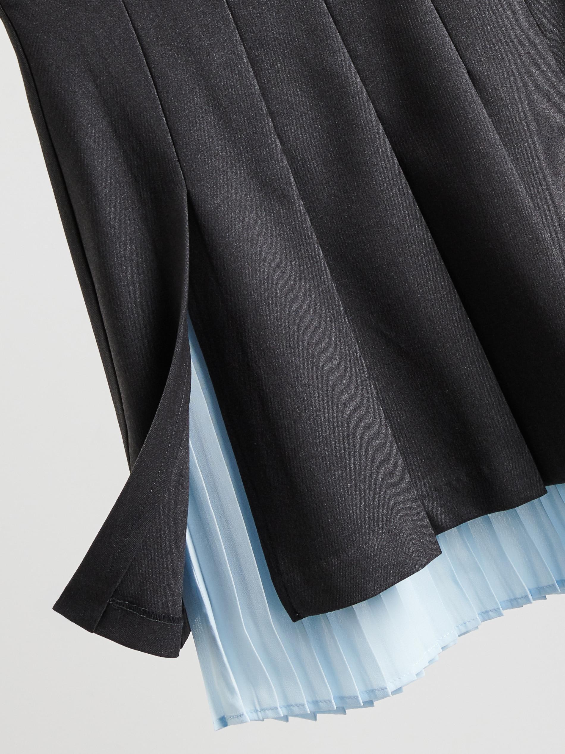 Grey Pleated Mini Skirt, Grey, large image number 6