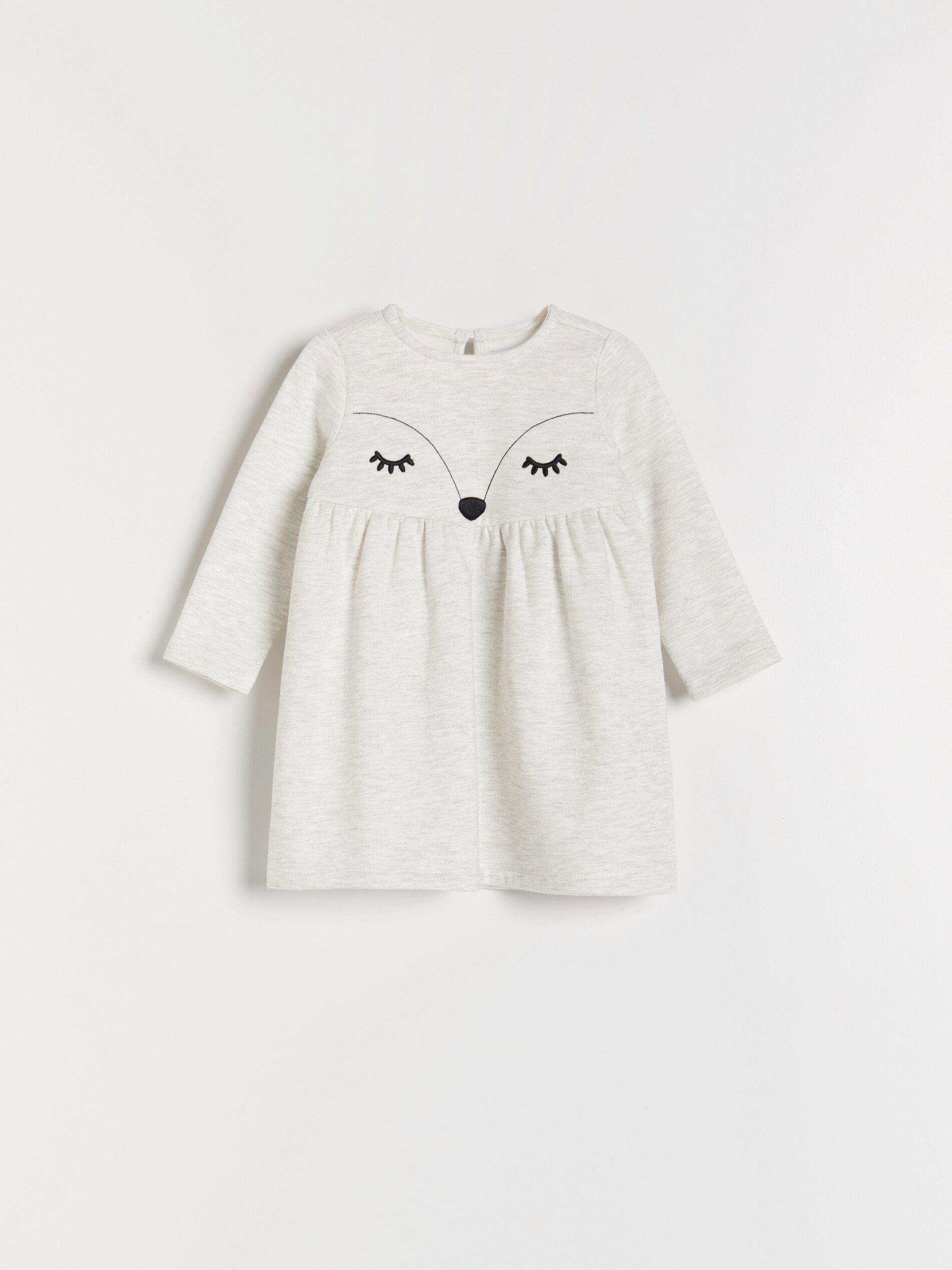 Light Grey Embroidered Dress, Kids Girl, , large image number 0