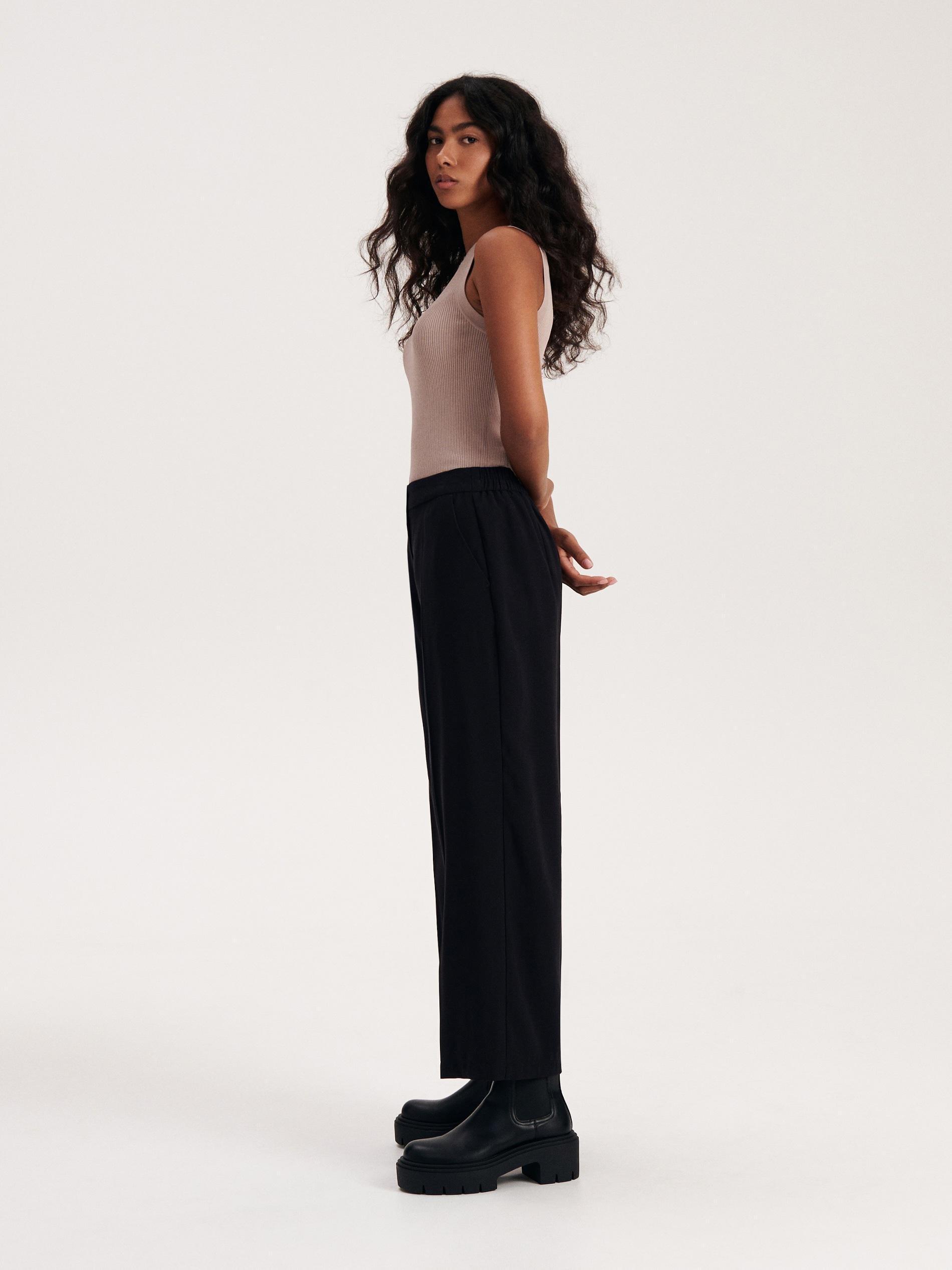 Black Pressed Crease Trousers, , large image number 1