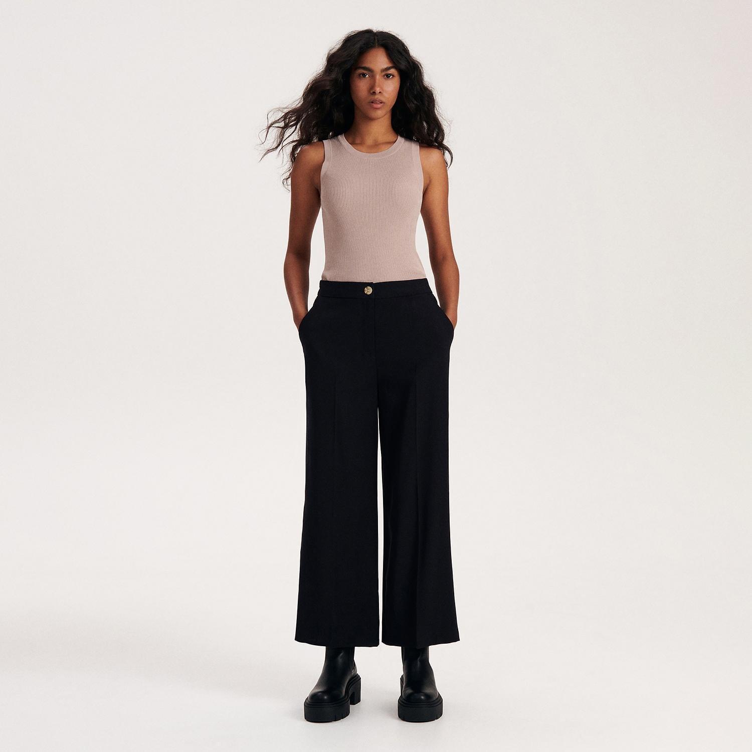 Black Pressed Crease Trousers, , large image number 4