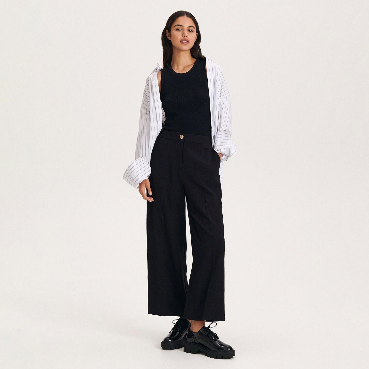Black Pressed Crease Trousers, , large image number 5