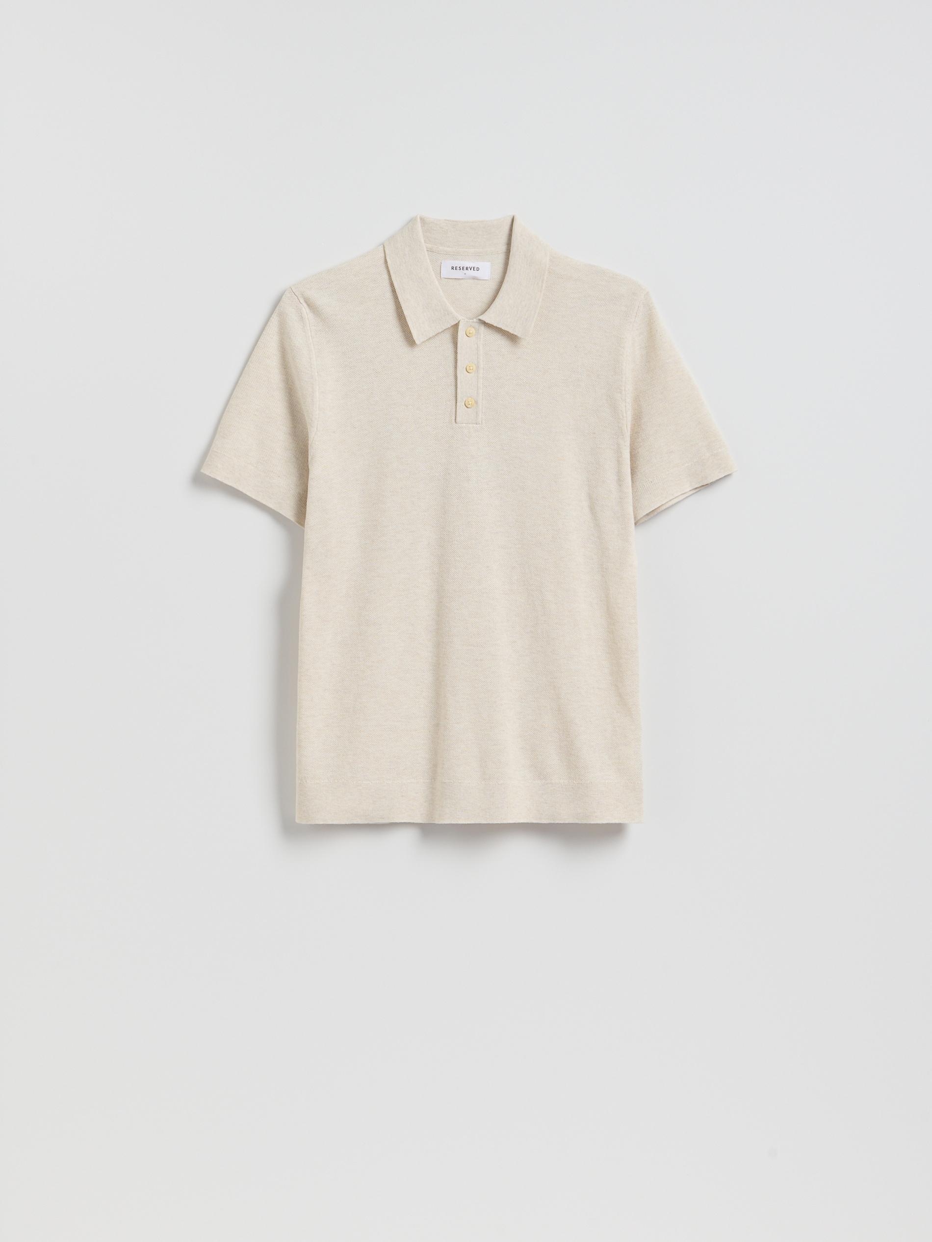 Beige Polo Jumper With Cotton Blend, Beige, medium