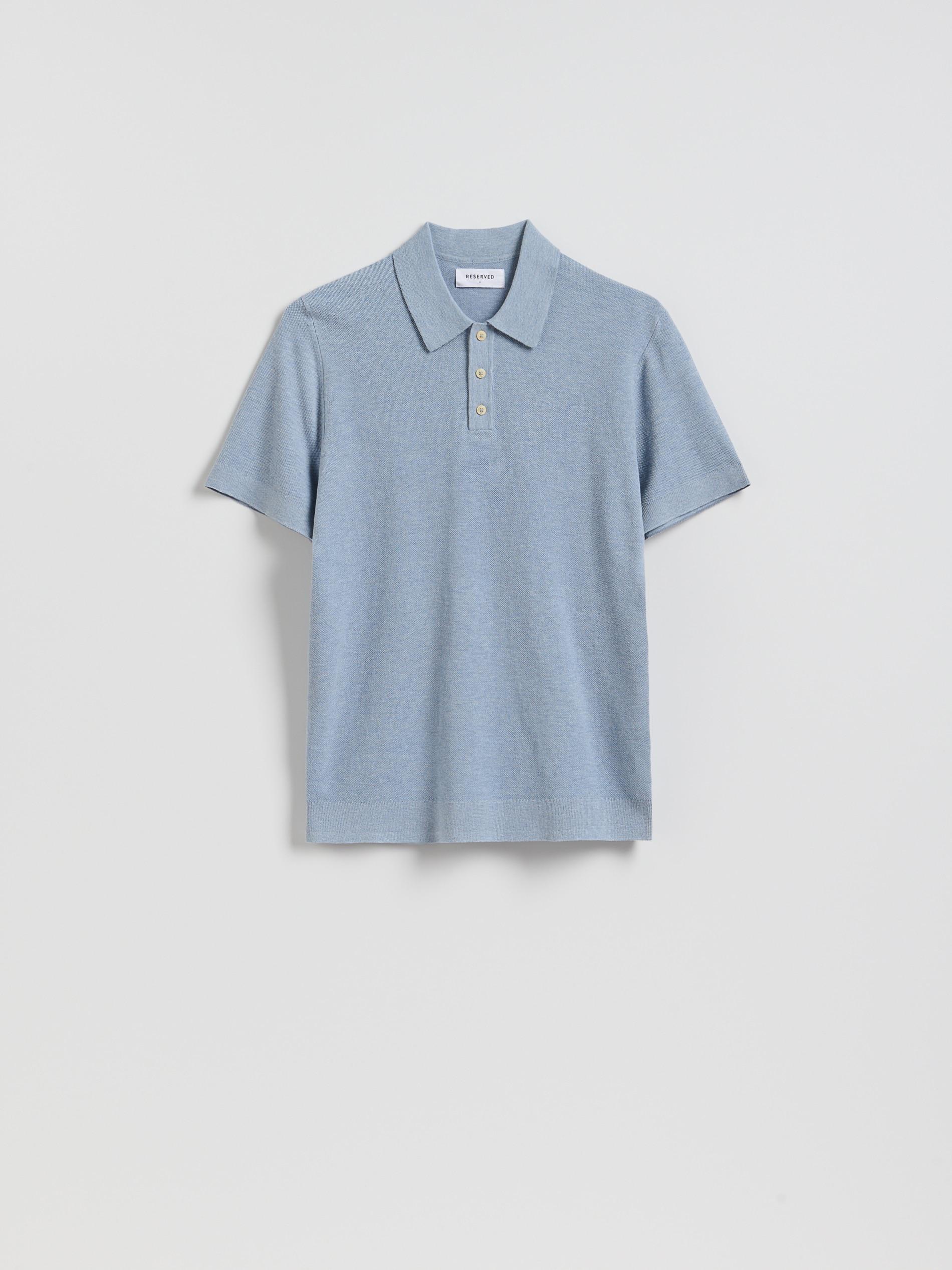 Blue Polo Jumper With Cotton Blend, Blue, medium