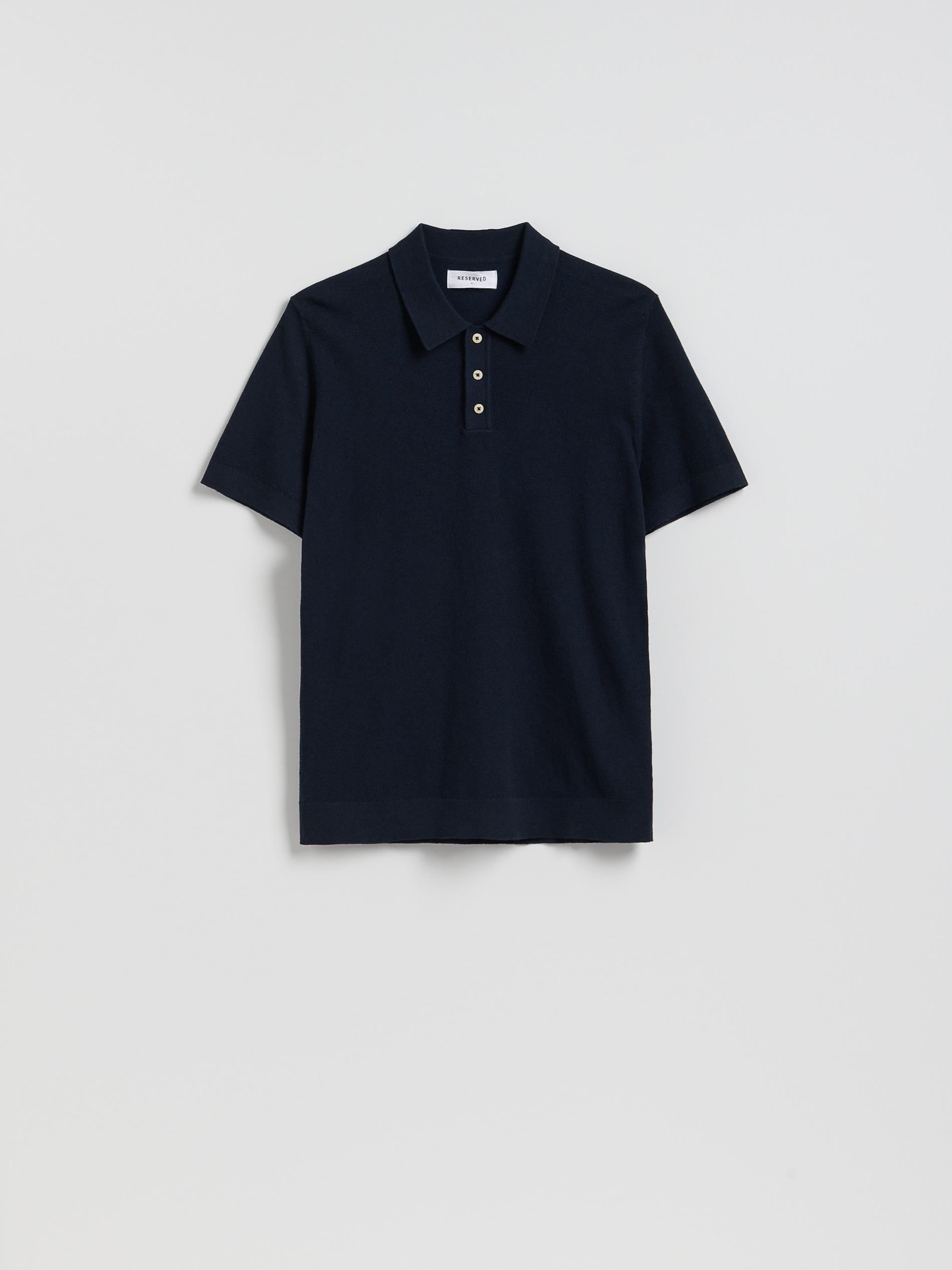 Navy Polo Jumper With Cotton Blend, Navy, medium