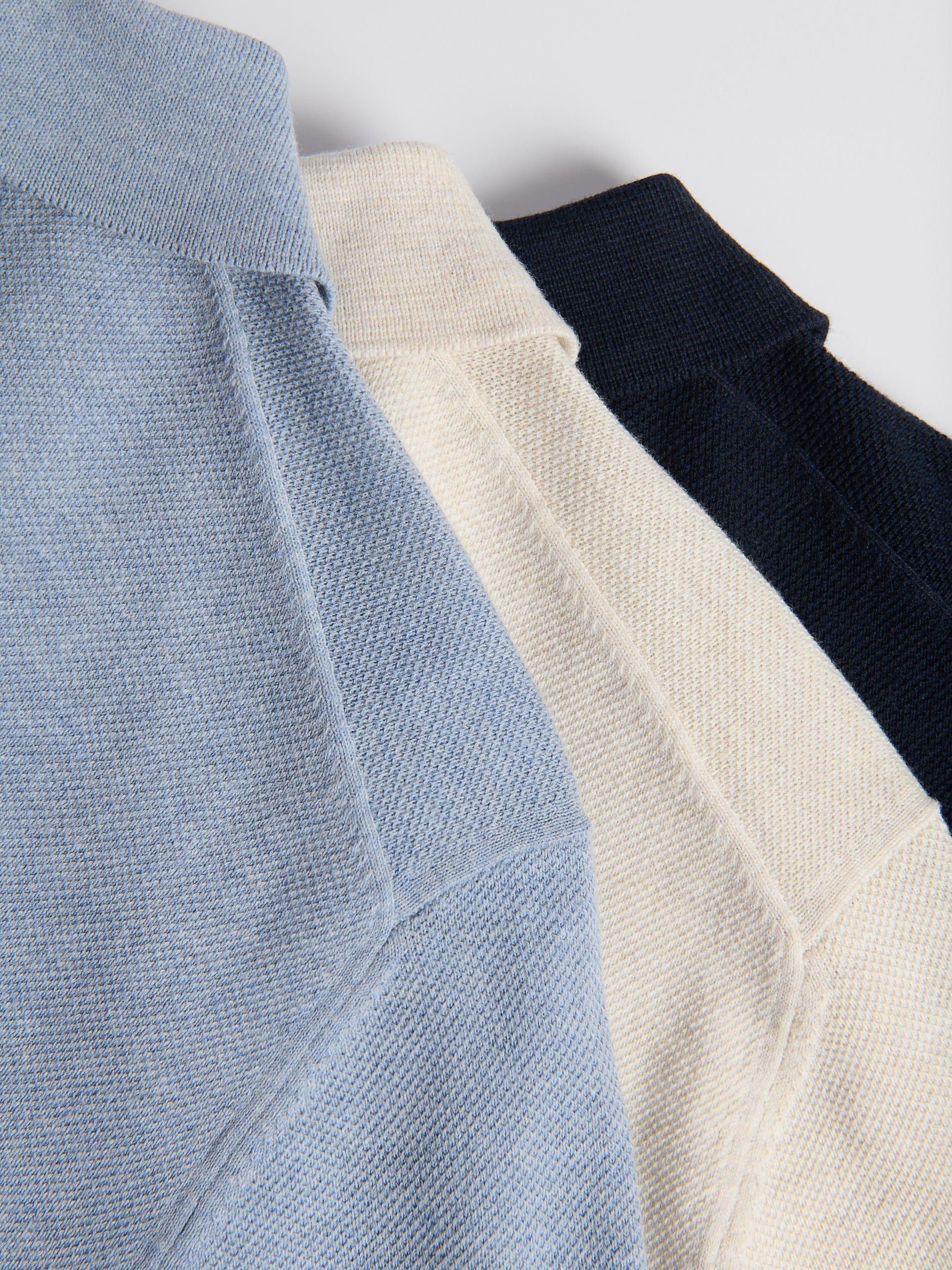 Navy Polo Jumper With Cotton Blend, Navy, large image number 1