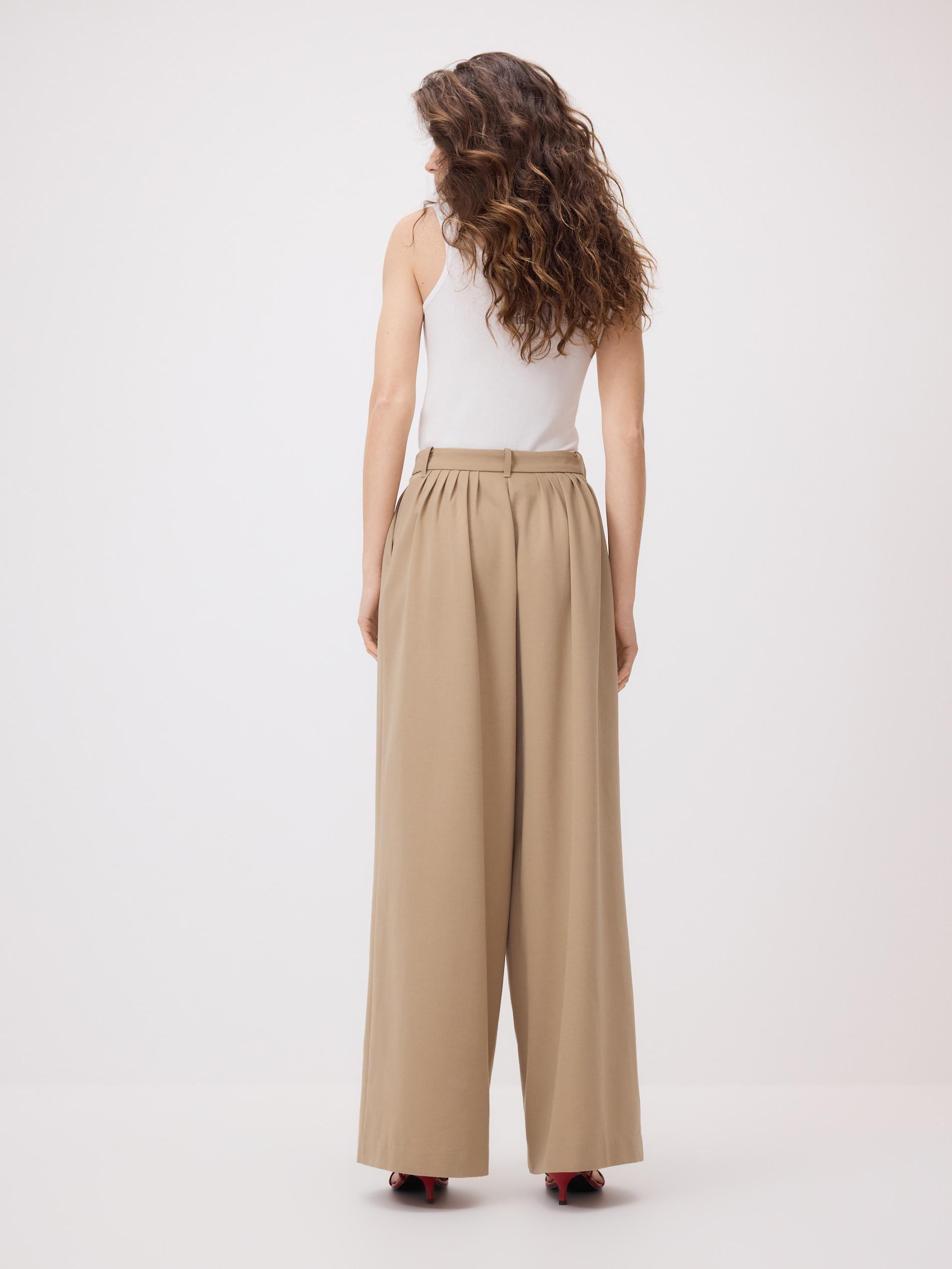Beige Wide Leg Trousers, Beige, large image number 2