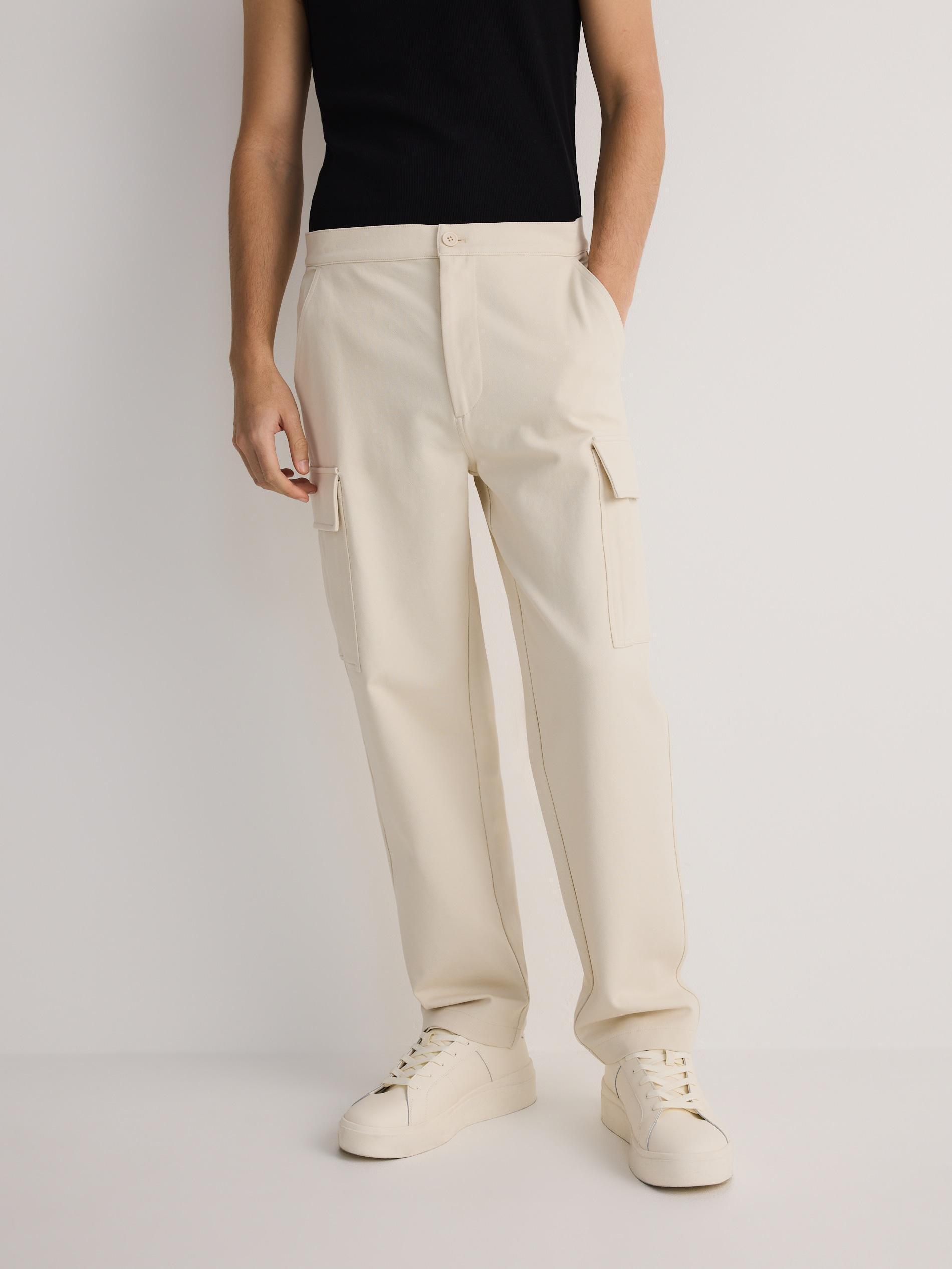 Cream Cargo Trousers, , medium