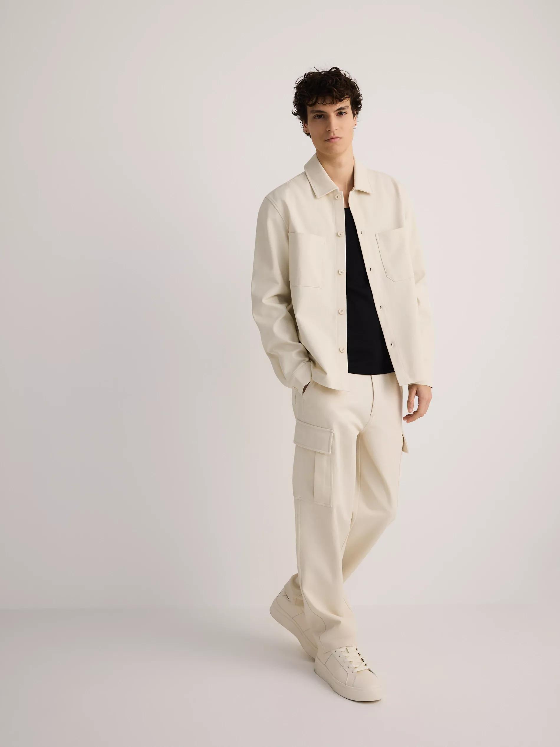 Cream Cargo Trousers, , large image number 1