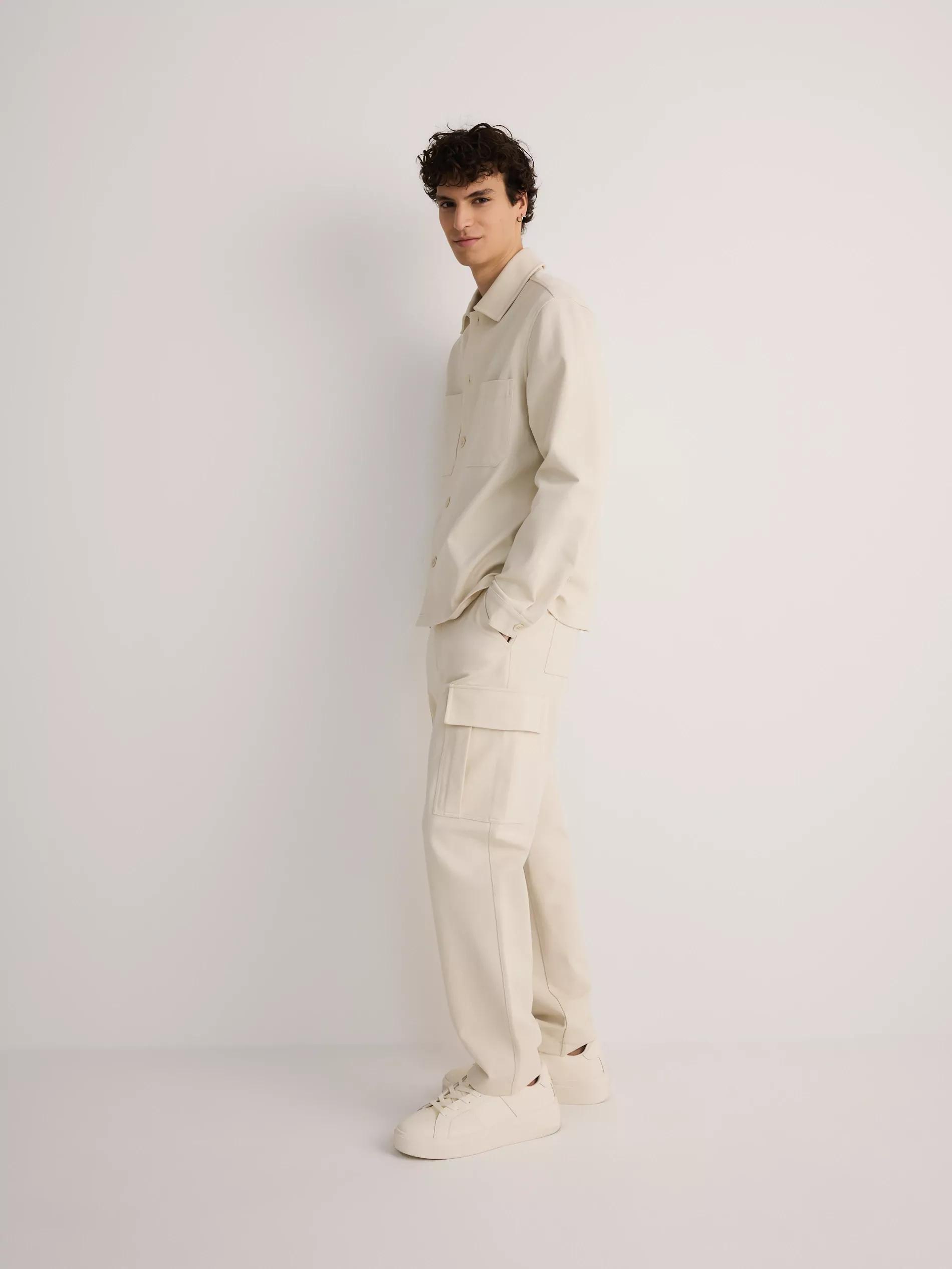 Cream Cargo Trousers, , large image number 2
