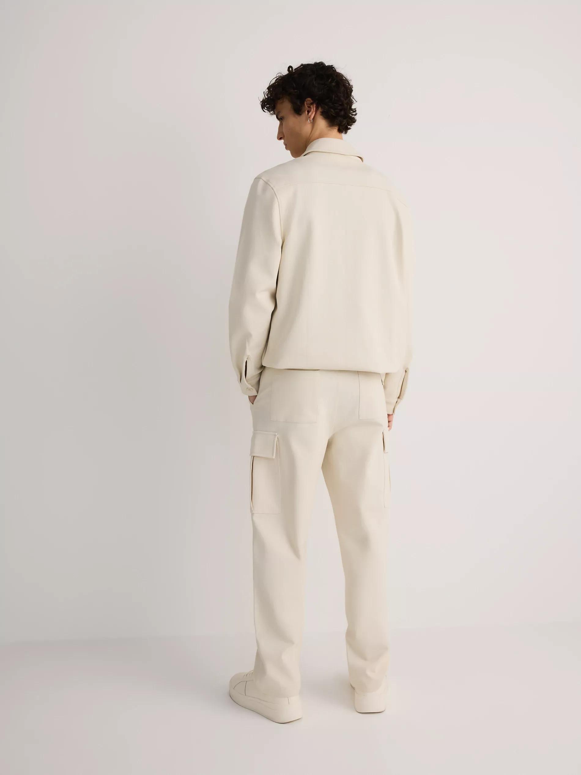 Cream Cargo Trousers, , large image number 3