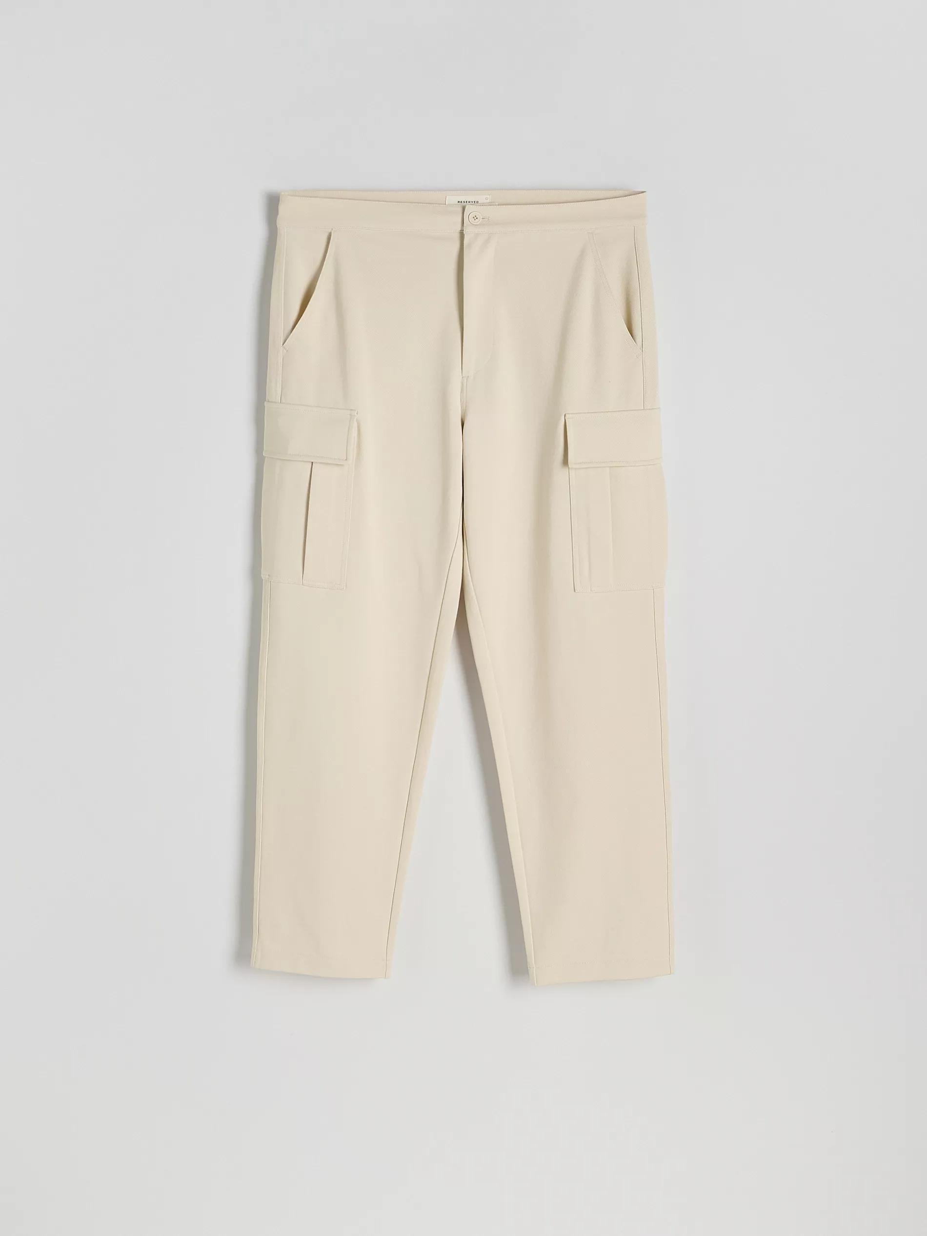 Cream Cargo Trousers, , large image number 4