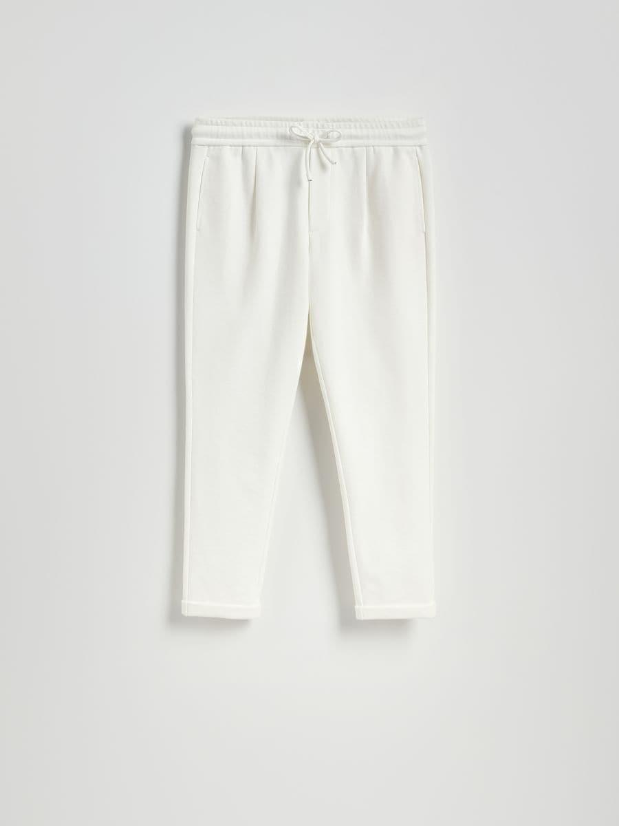 Cream Jogger Pants With Drawstring Waist, , large image number 0