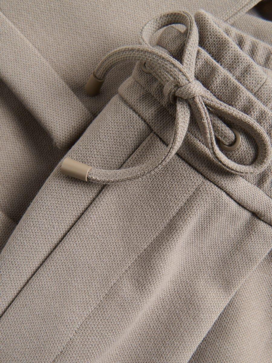 Beige Jogger Pants With Drawstring Waist, , large image number 1