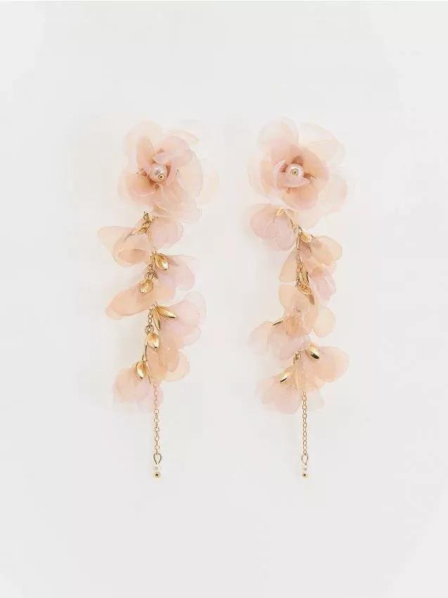 Cream Long Earrings, Ivory, large image number 0