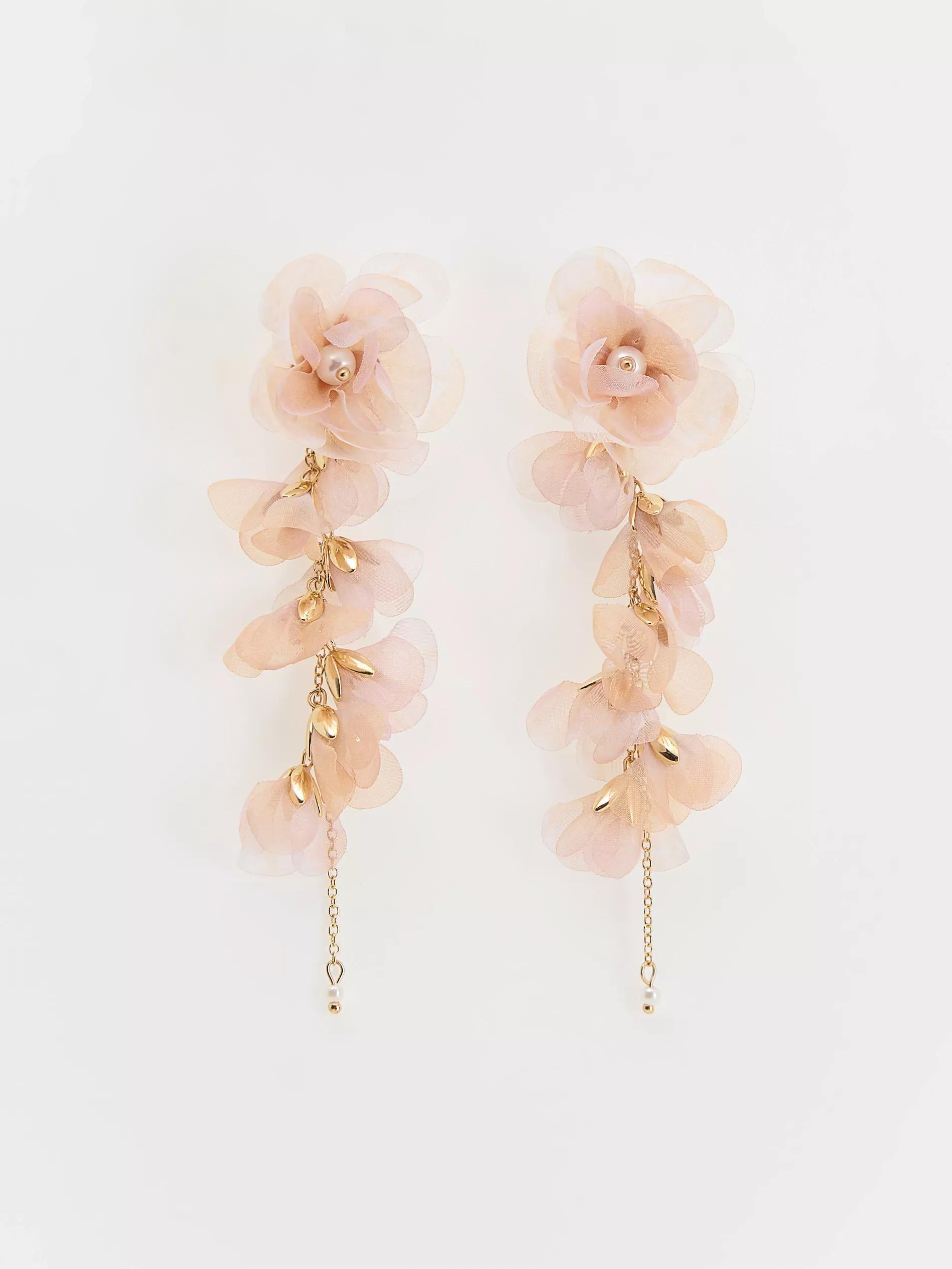 Cream Long Earrings, Ivory, large image number 1