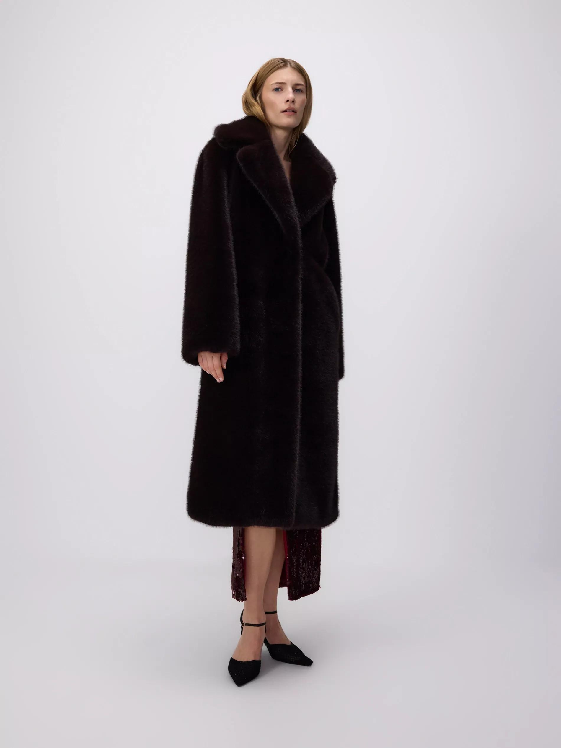 Brown Oversized Faux Fur Coat, , large image number 3