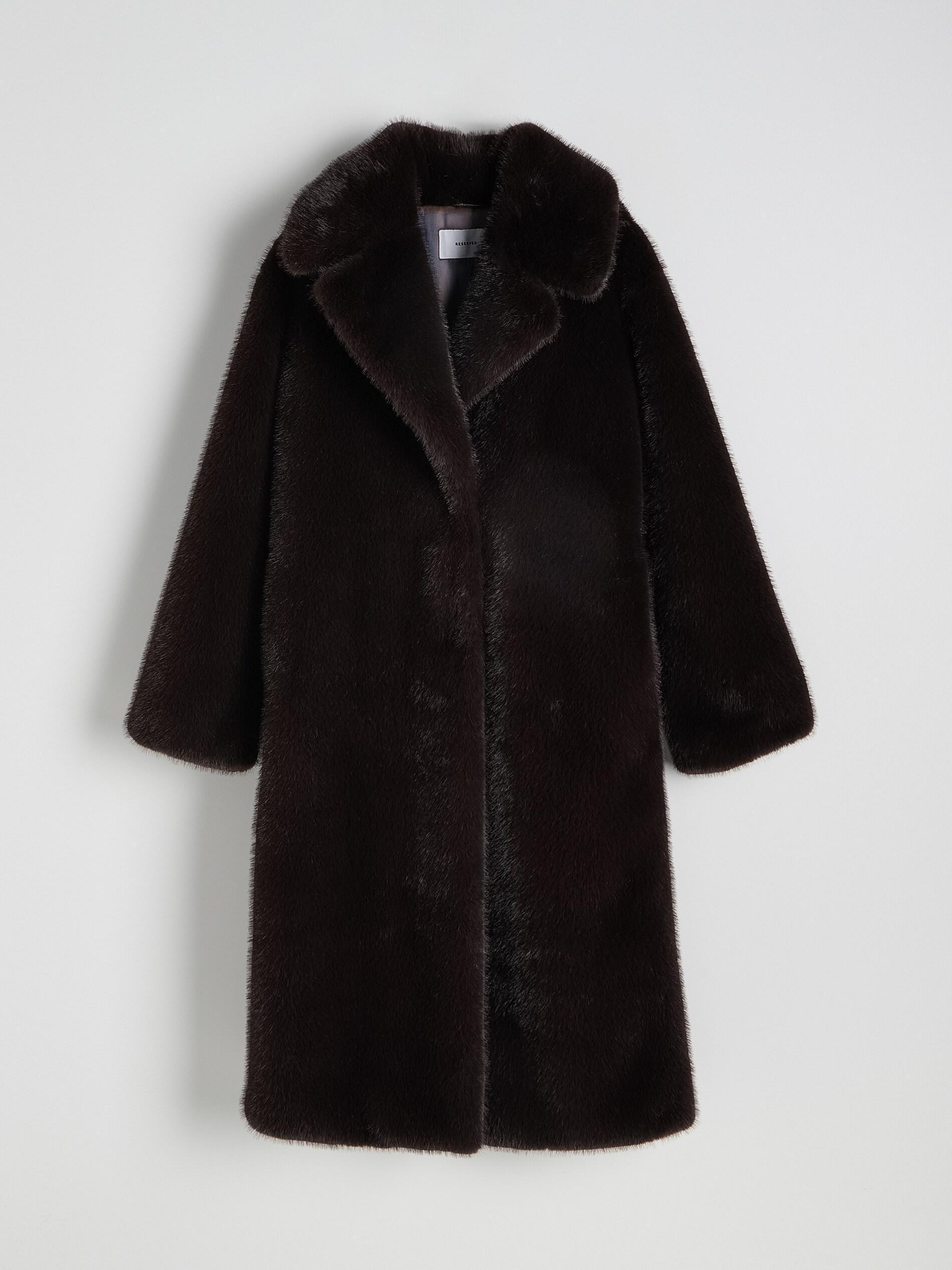 Brown Oversized Faux Fur Coat, , large image number 5