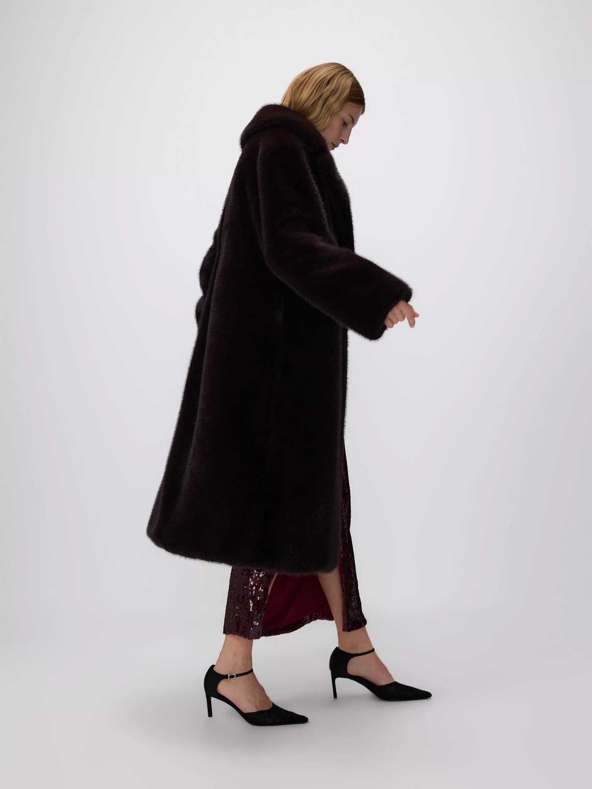 Brown Oversized Faux Fur Coat, , large image number 8