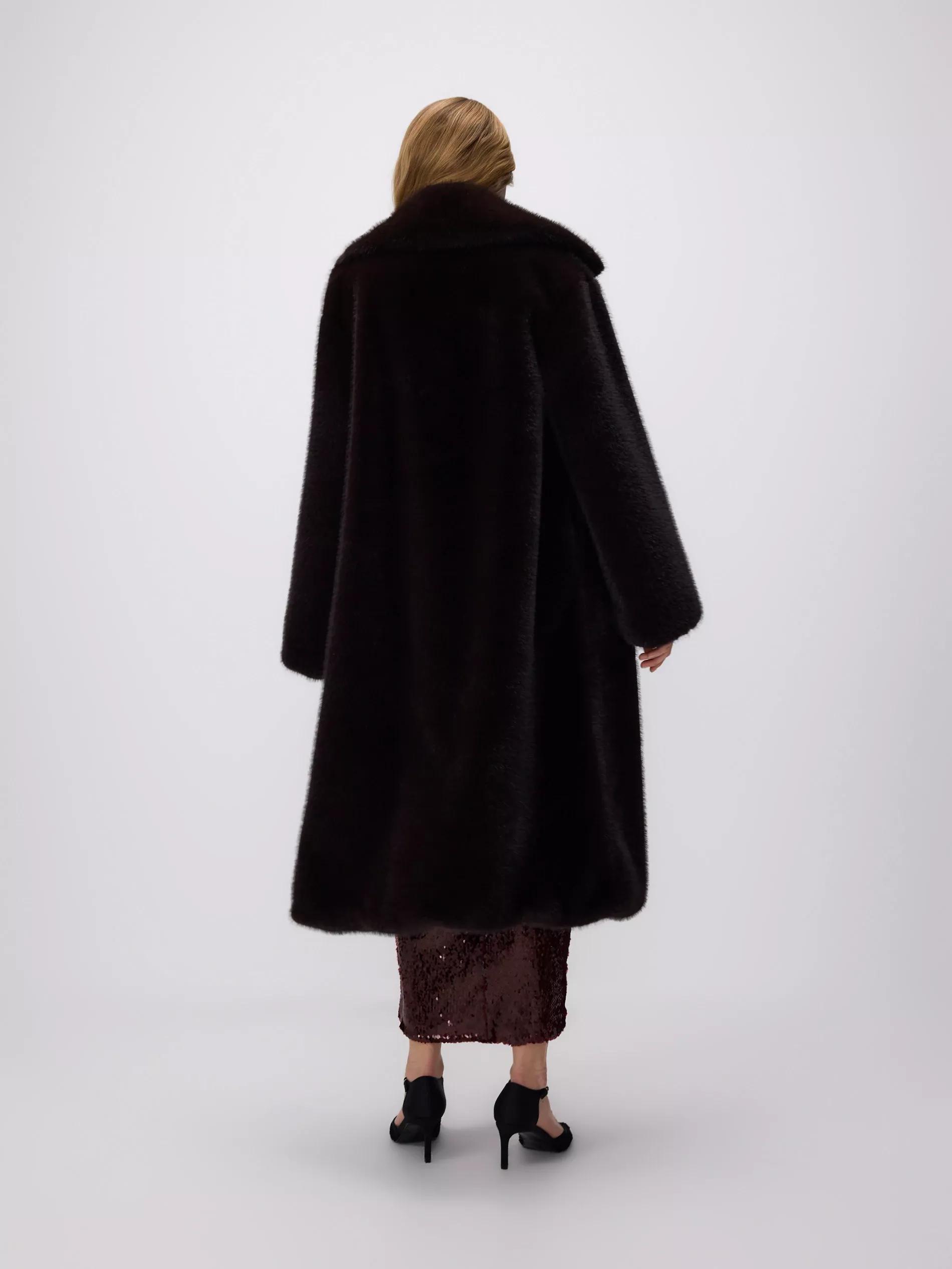 Brown Oversized Faux Fur Coat, , large image number 10