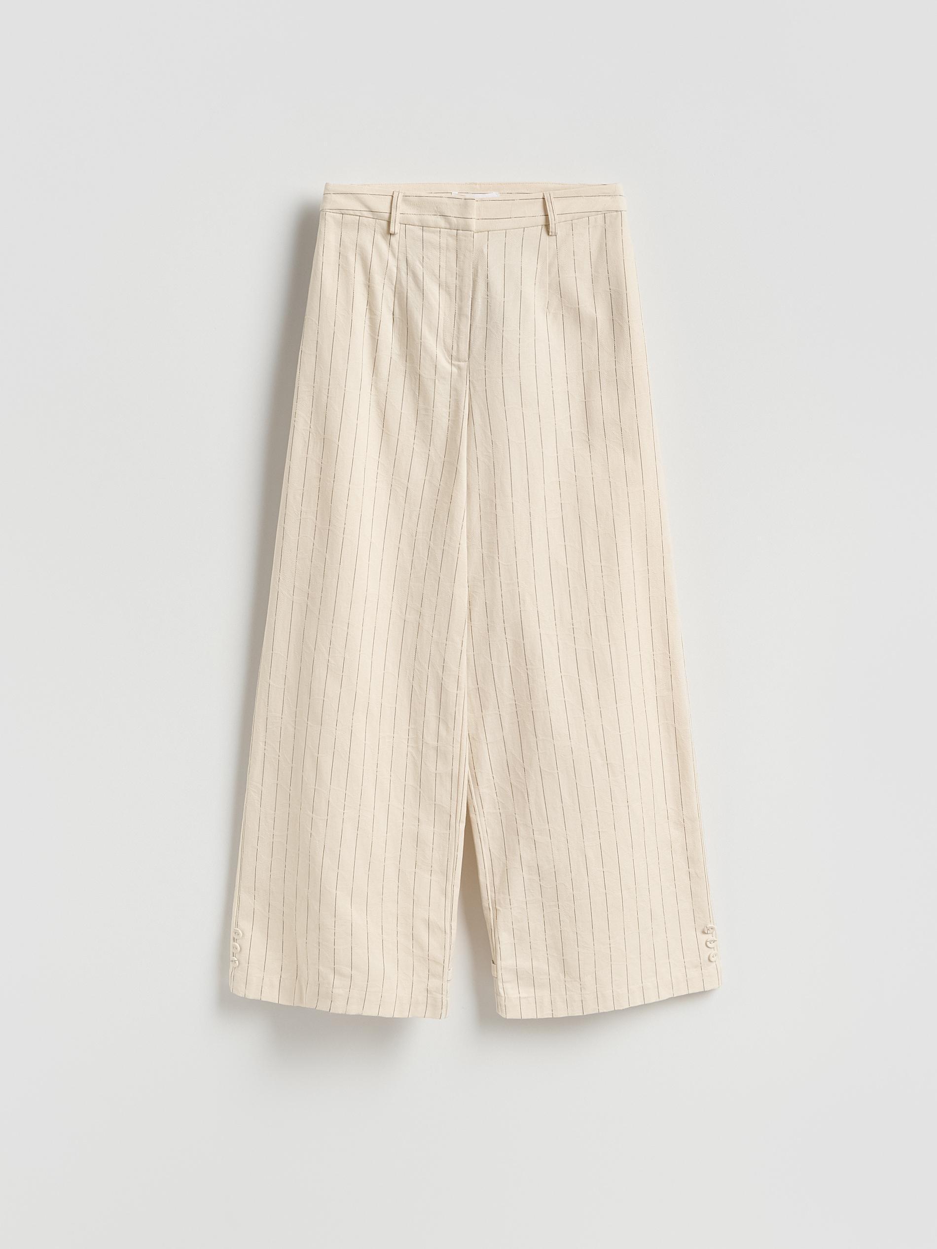 Cream Pinstripe Trousers, Ivory, large image number 4