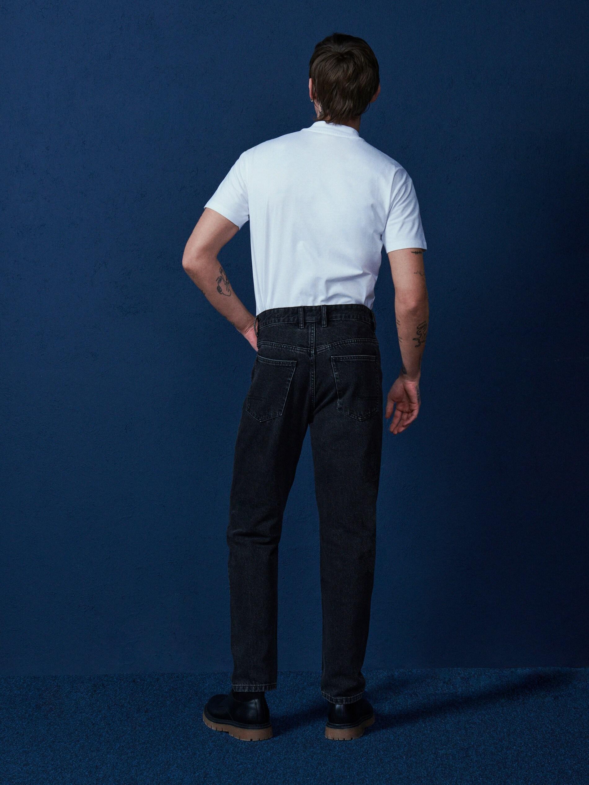 Black Classic Cut Straight Jeans, , large image number 3