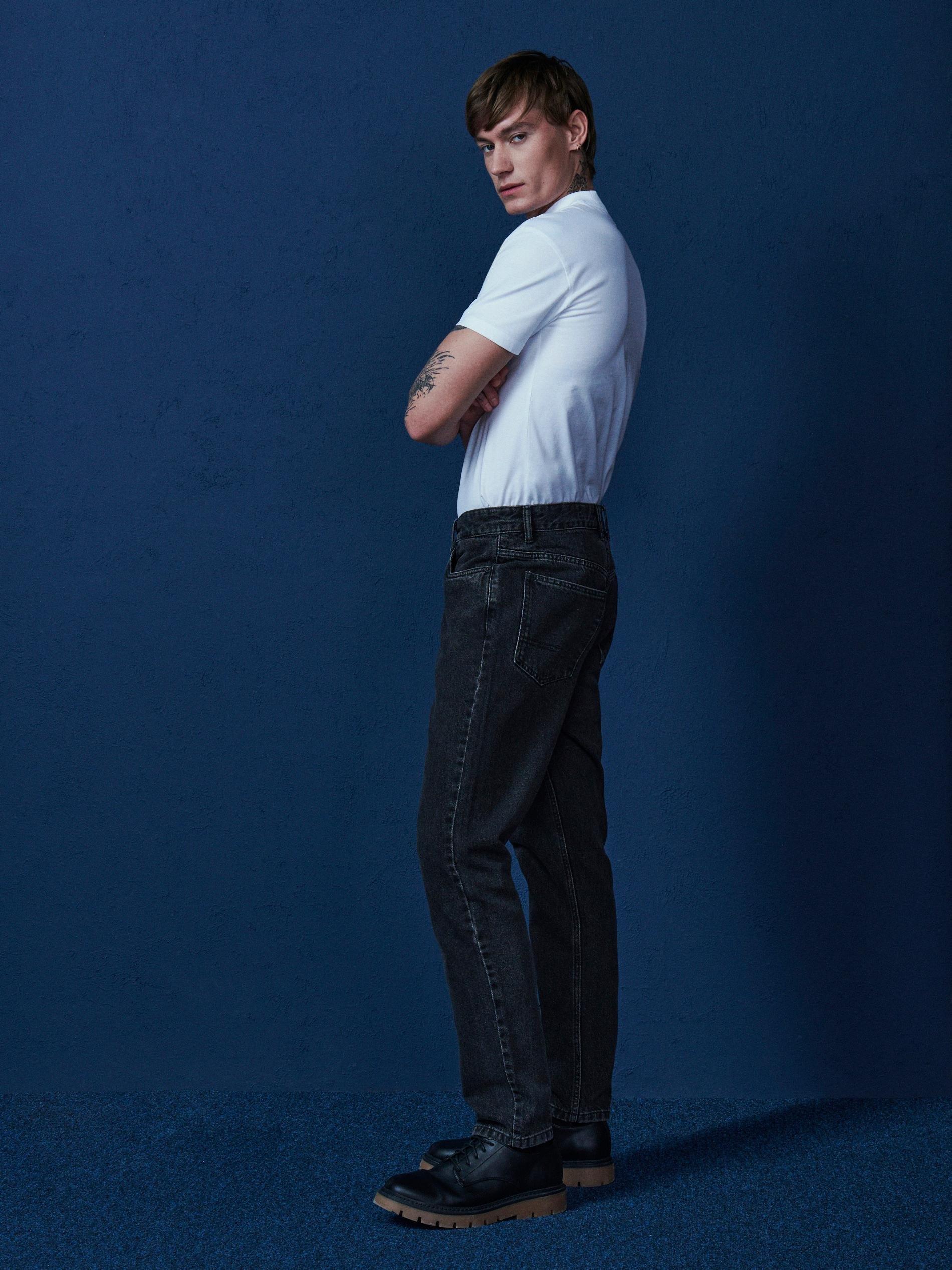 Black Classic Cut Straight Jeans, , large image number 4
