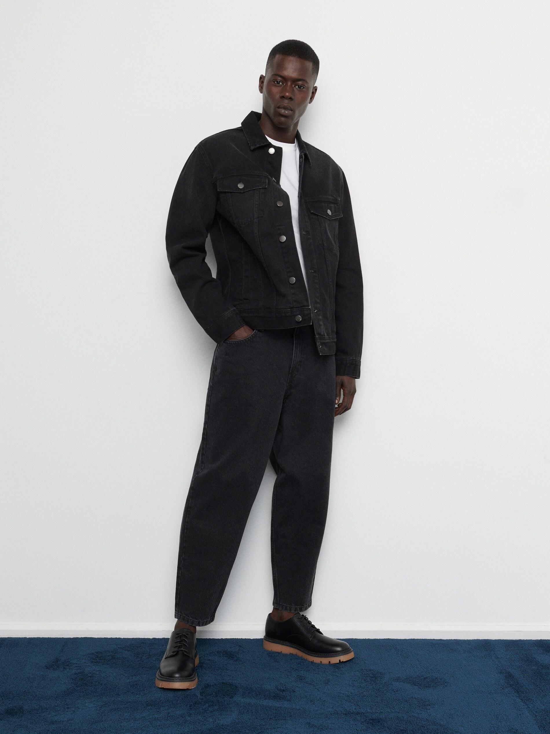 Black Wide Barrel Leg Jeans, , large image number 0