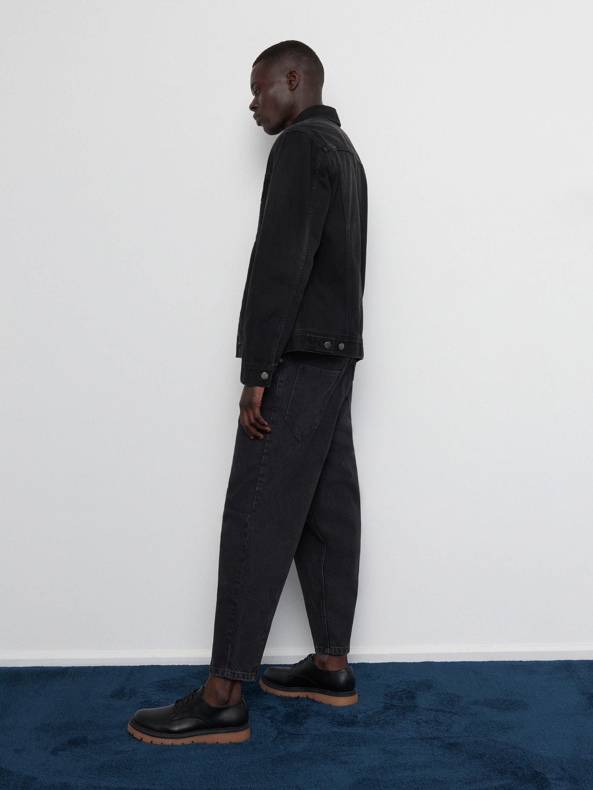 Black Wide Barrel Leg Jeans, , large image number 5
