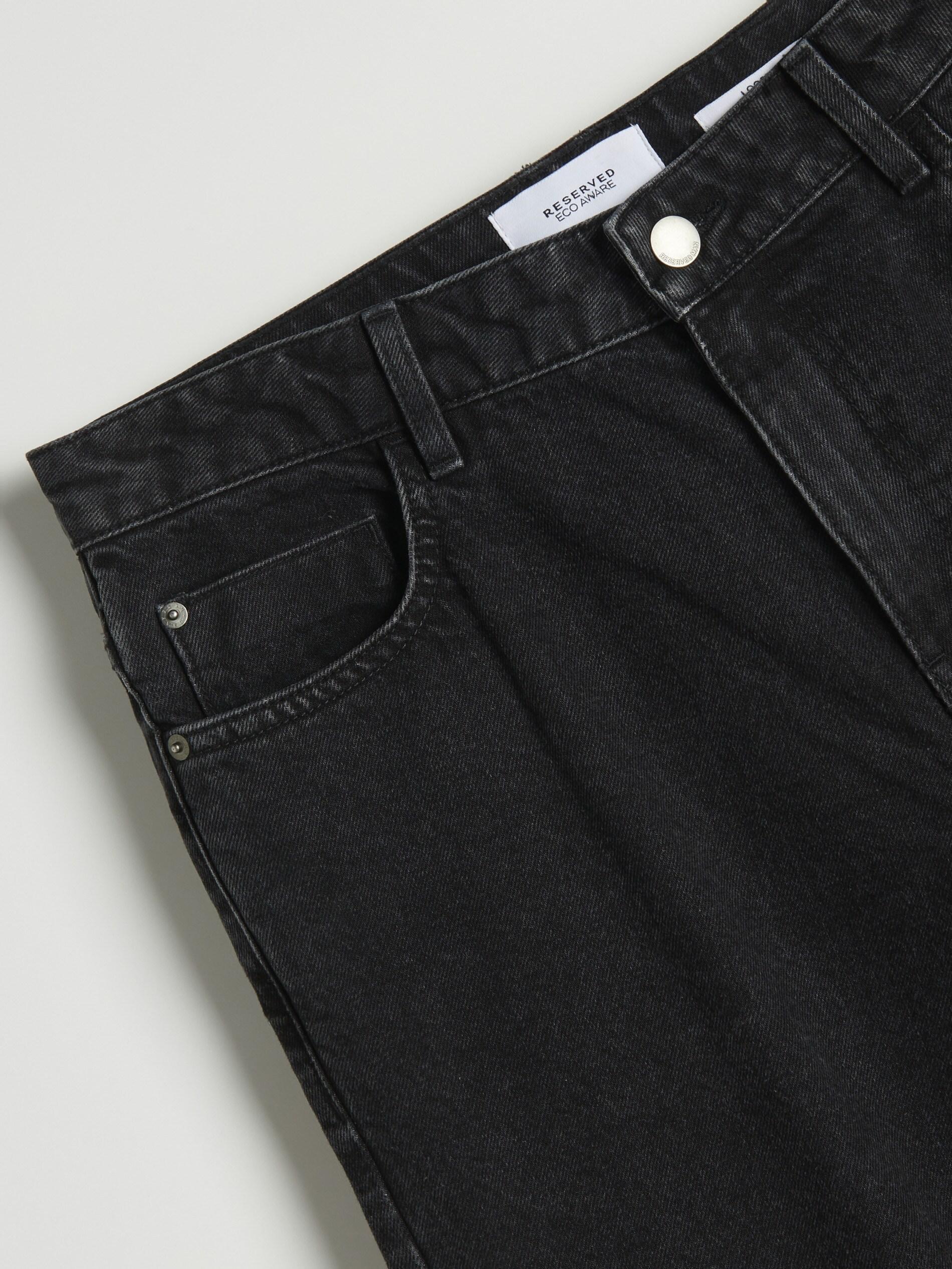 Black Wide Barrel Leg Jeans, , large image number 7
