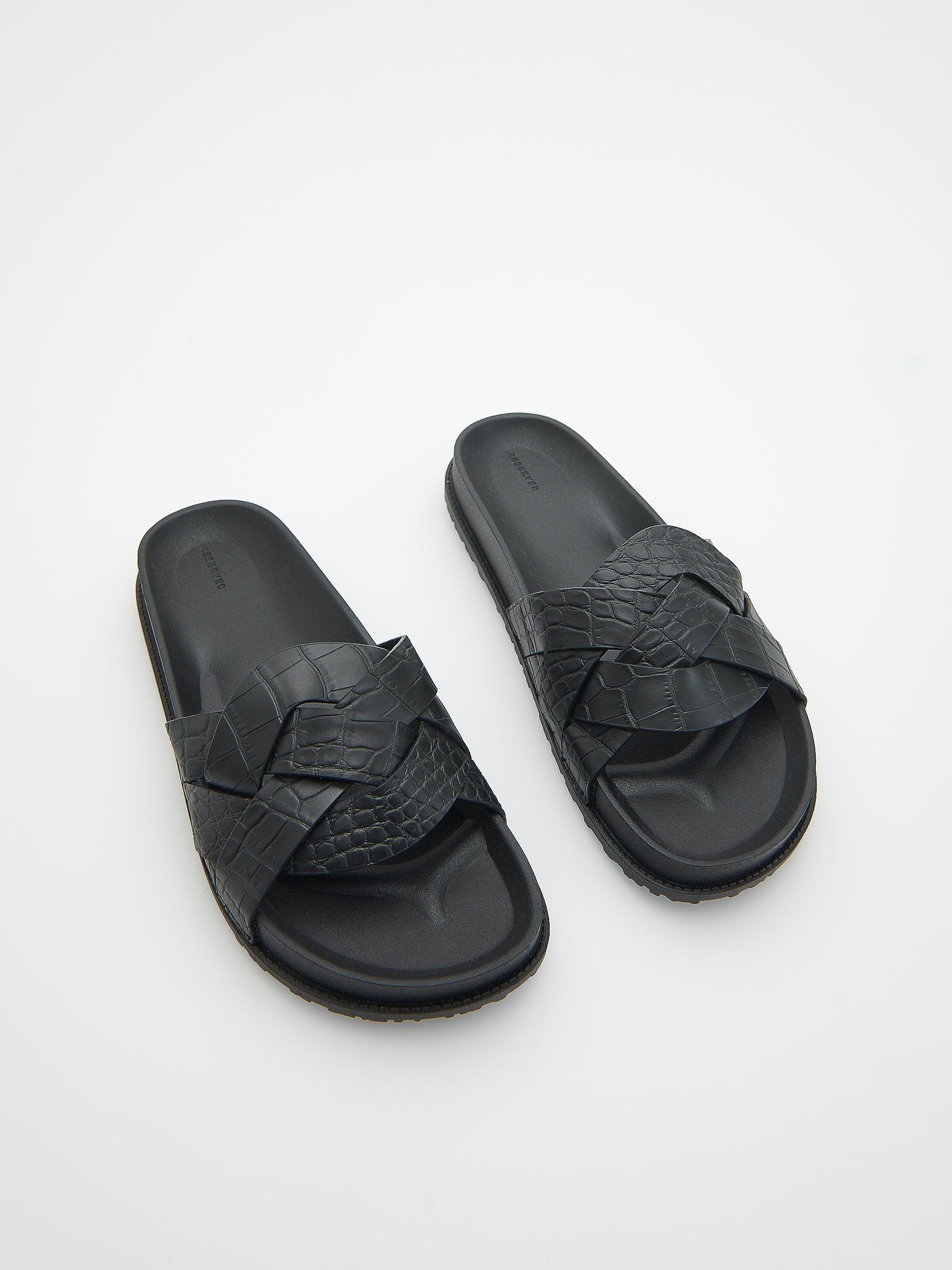Reserved - Black Woven Vamp High Heel Slides