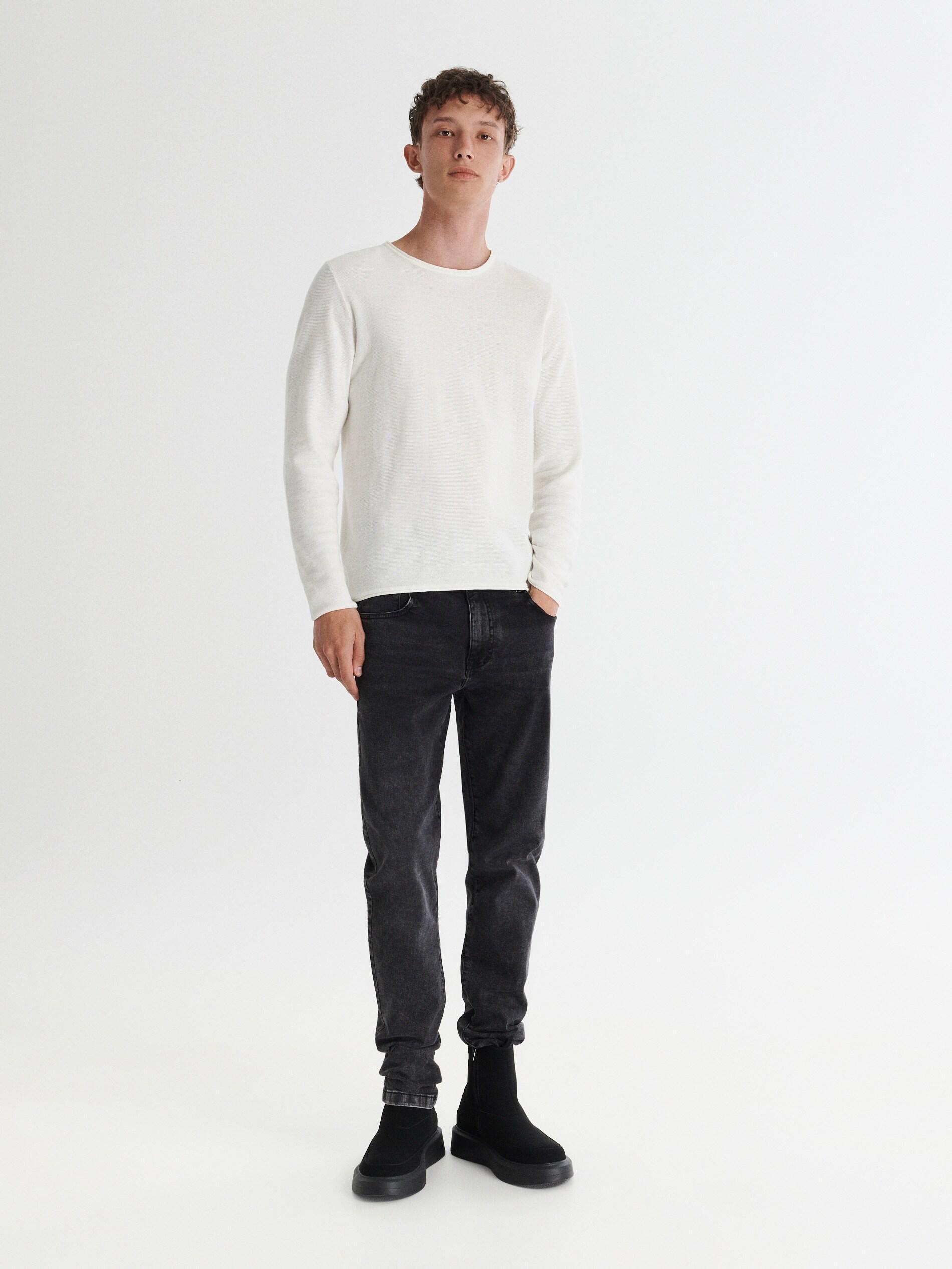 Black Slim Jeans With Wash Effect, , large image number 7