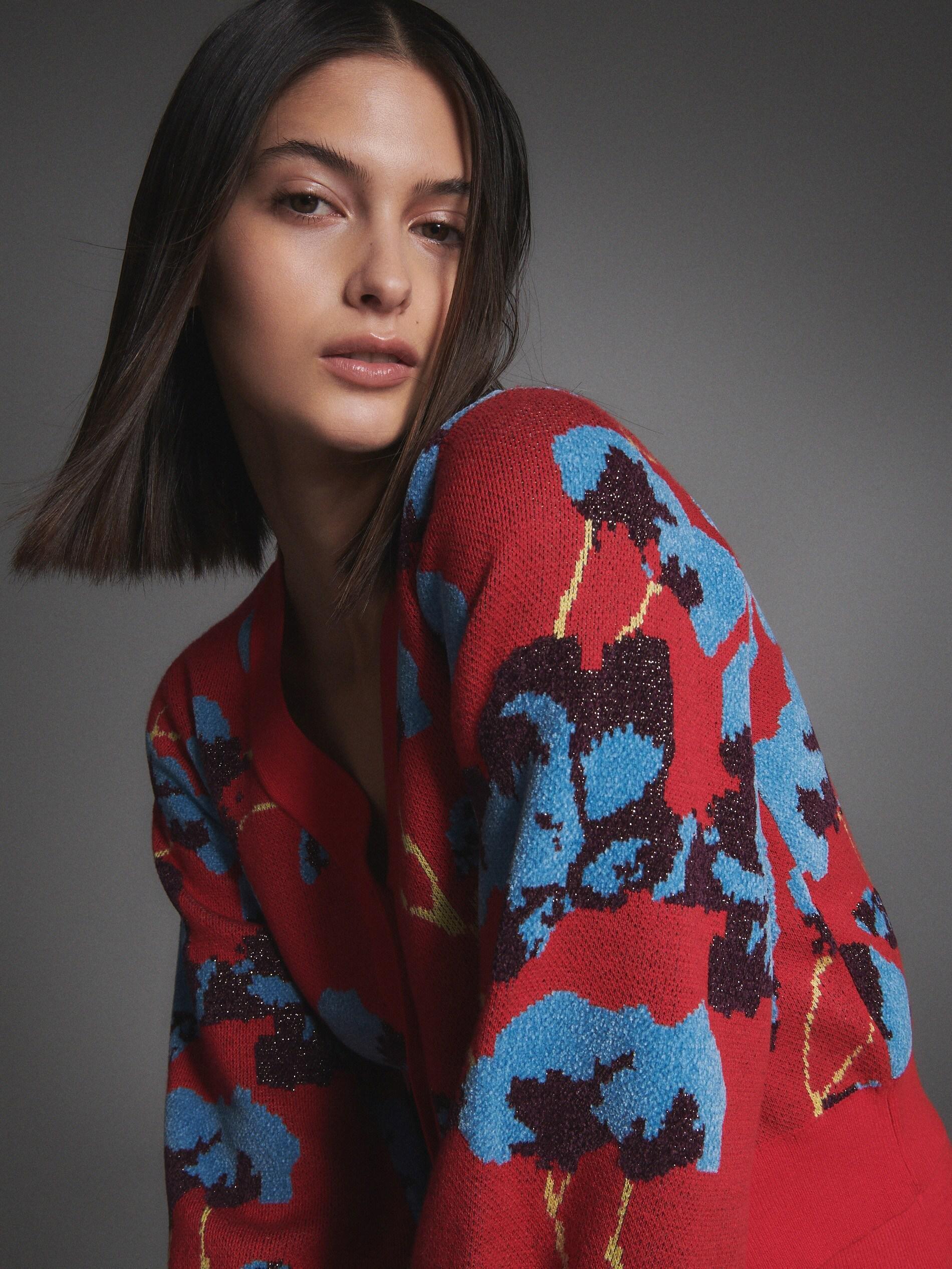 Multicolor Patterned Cardigan, , large image number 2