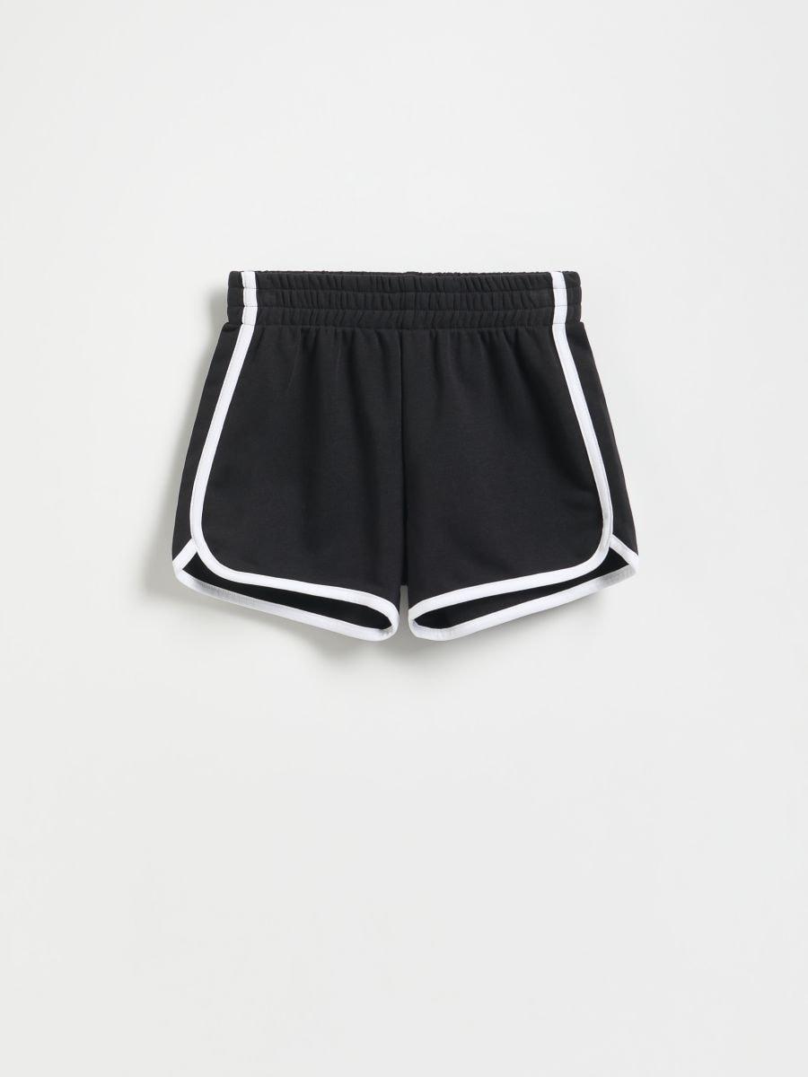Black Sweat Shorts With Side Stripes, , large image number 0